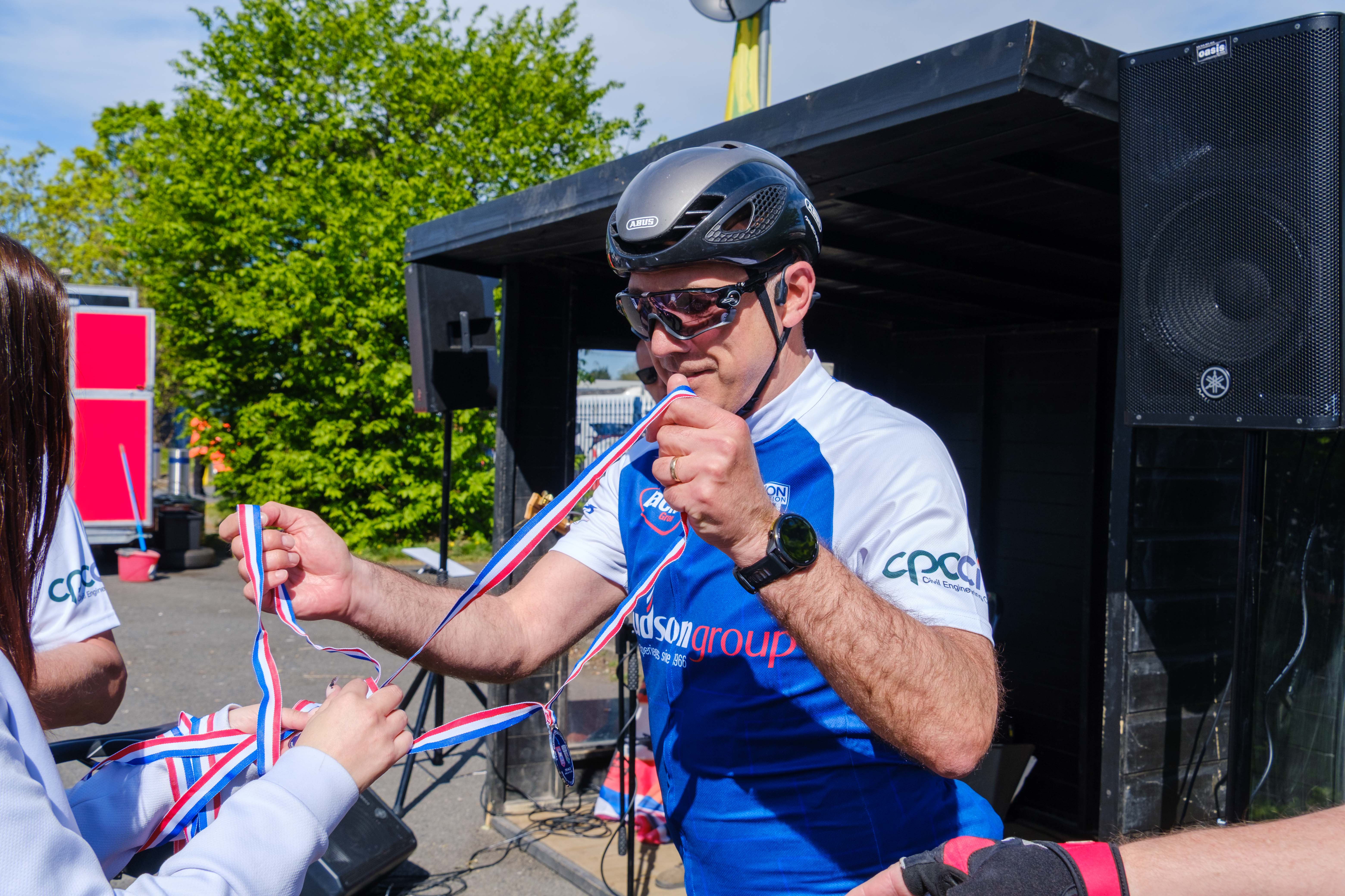 Paul Mardon receiving his medal.