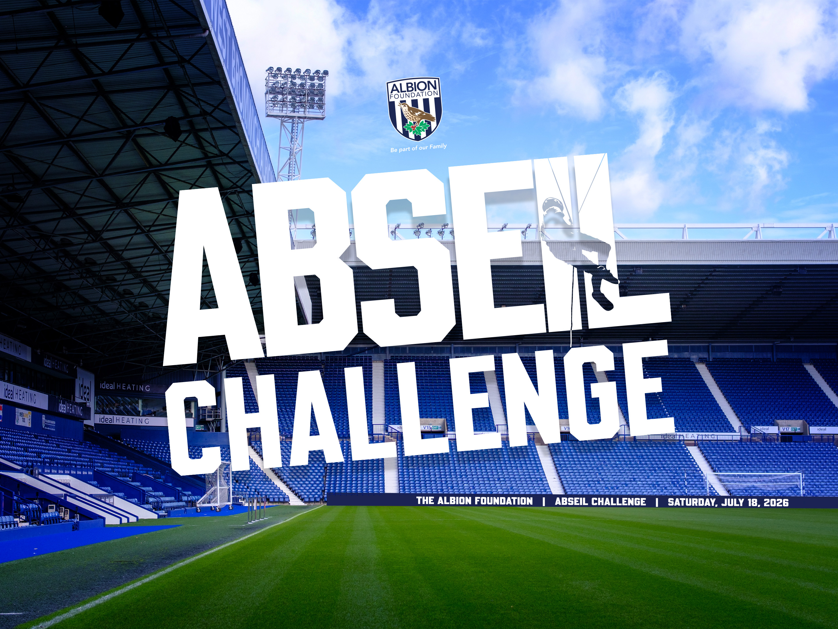 View of the Birmingham Rd Stand with Abseil wordmark.