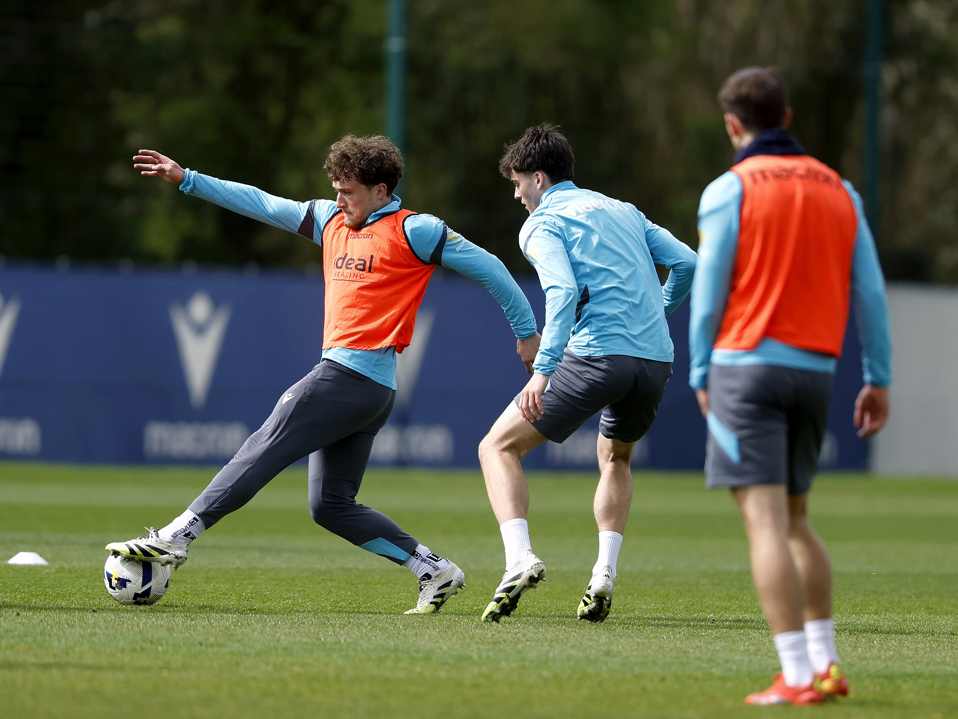 Callum Styles on the ball during a training session