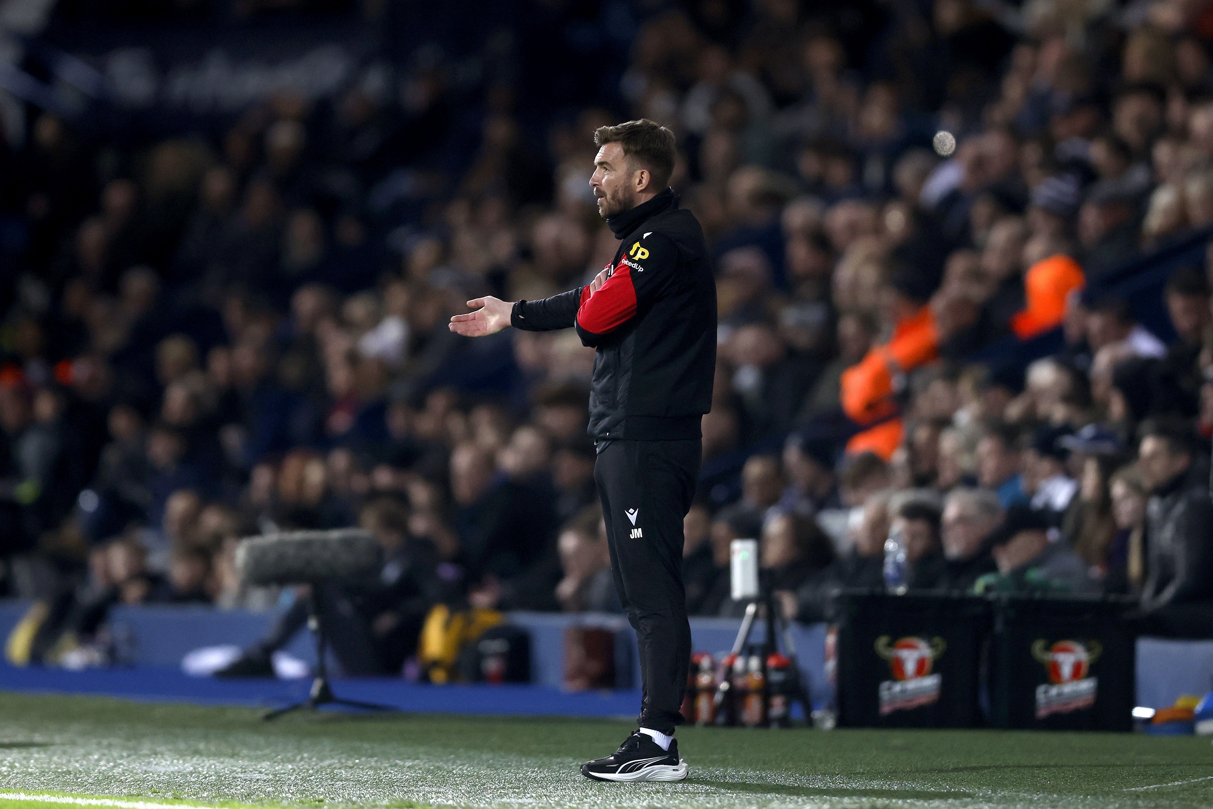 James Morrison on the side of the pitch during the game against Millwall