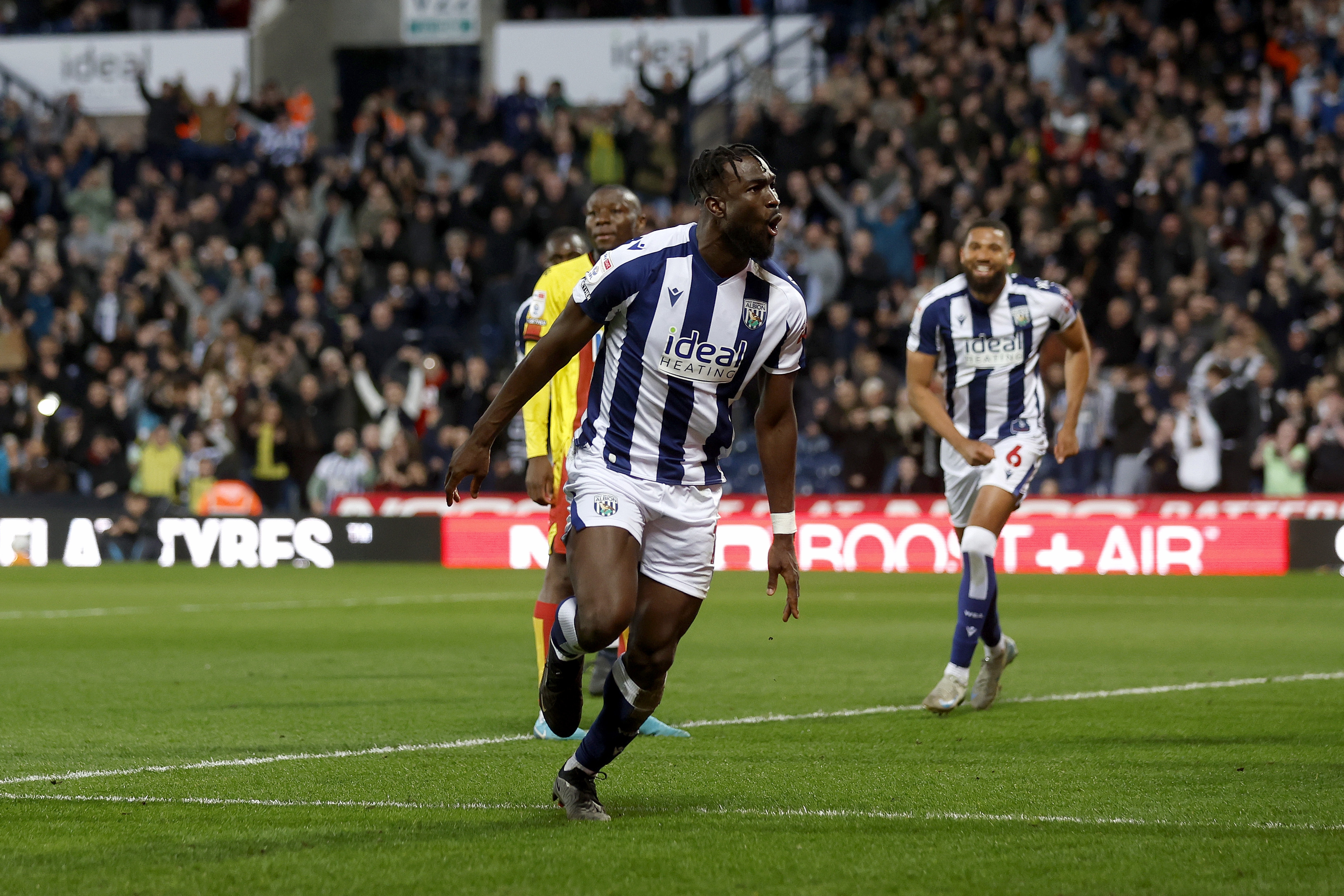 Daryl Dike celebrates his goal against Watford.
