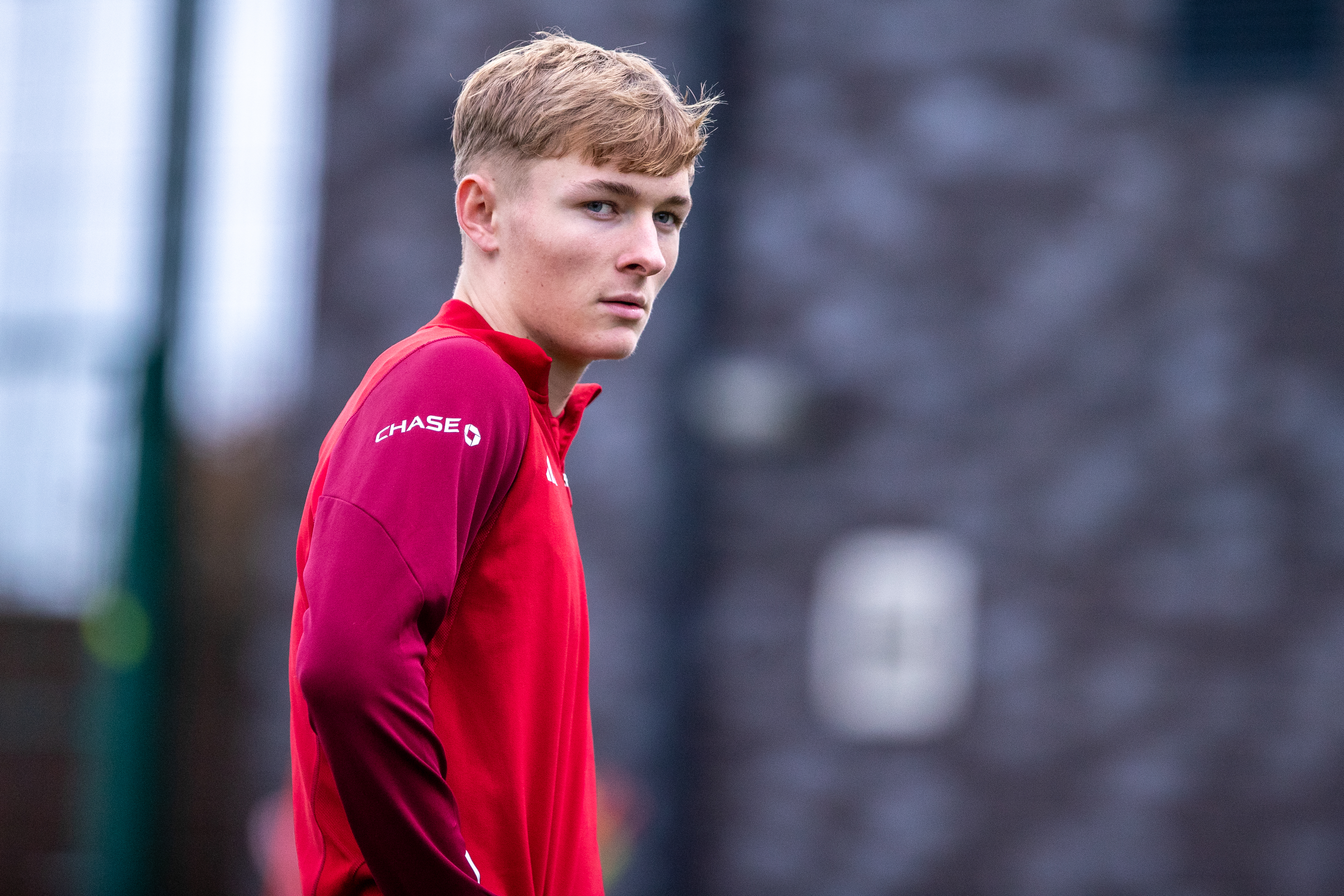 Ollie Bostock during a training session with Wales 