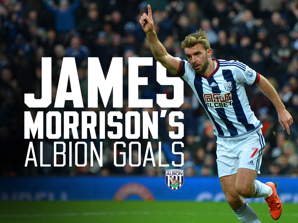 James Morrison celebrating a WBA goal with the words 'James Morrison's Albion Goals' written on 