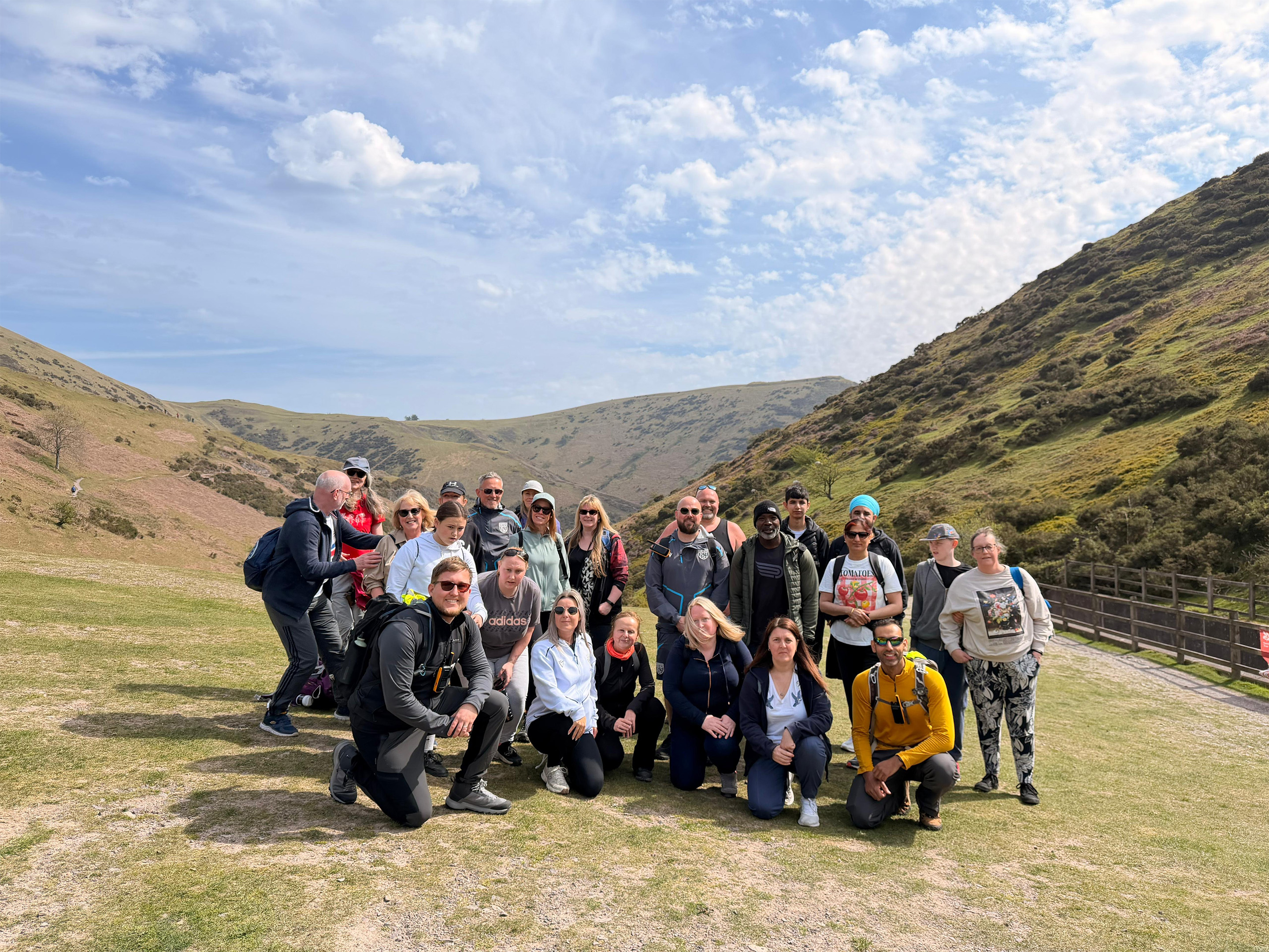 Participants close to the summit of Carding Mill Valley