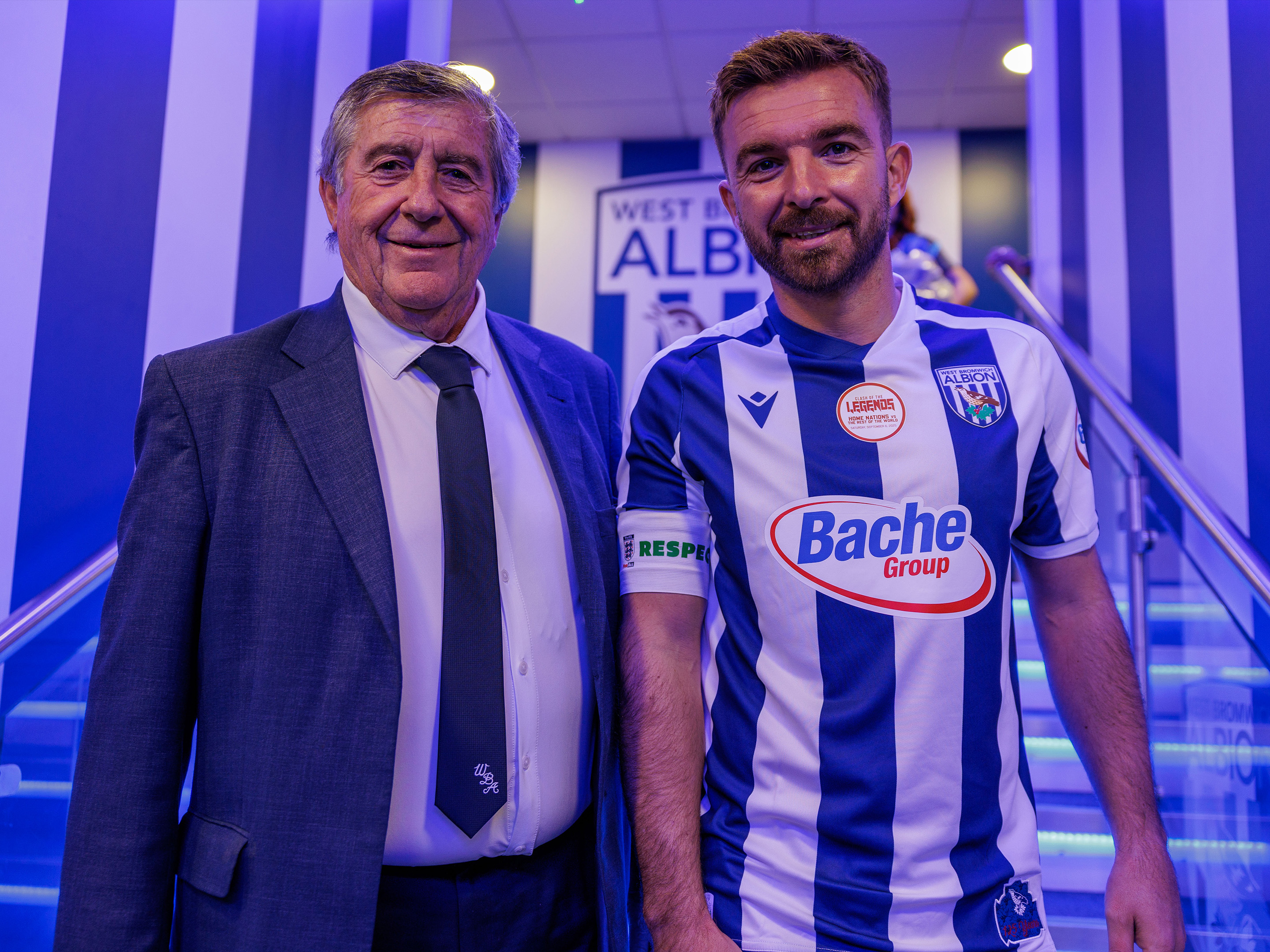 Rob Bache with James Morrison on the steps in the tunnel.