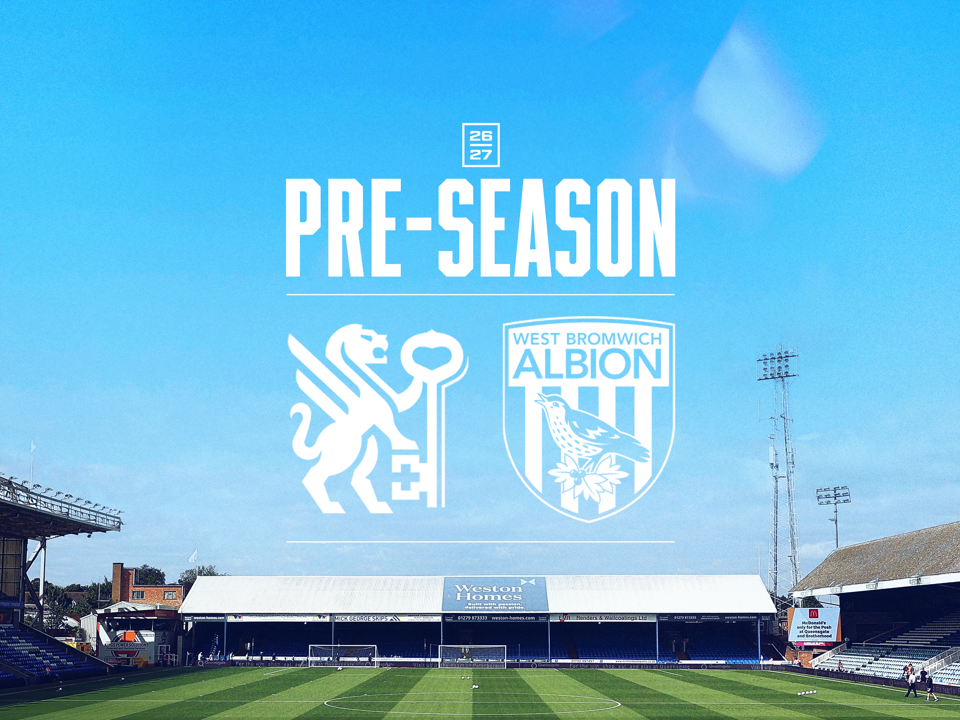 A graphic for West Bromwich Albion's pre-season match at Peterborough