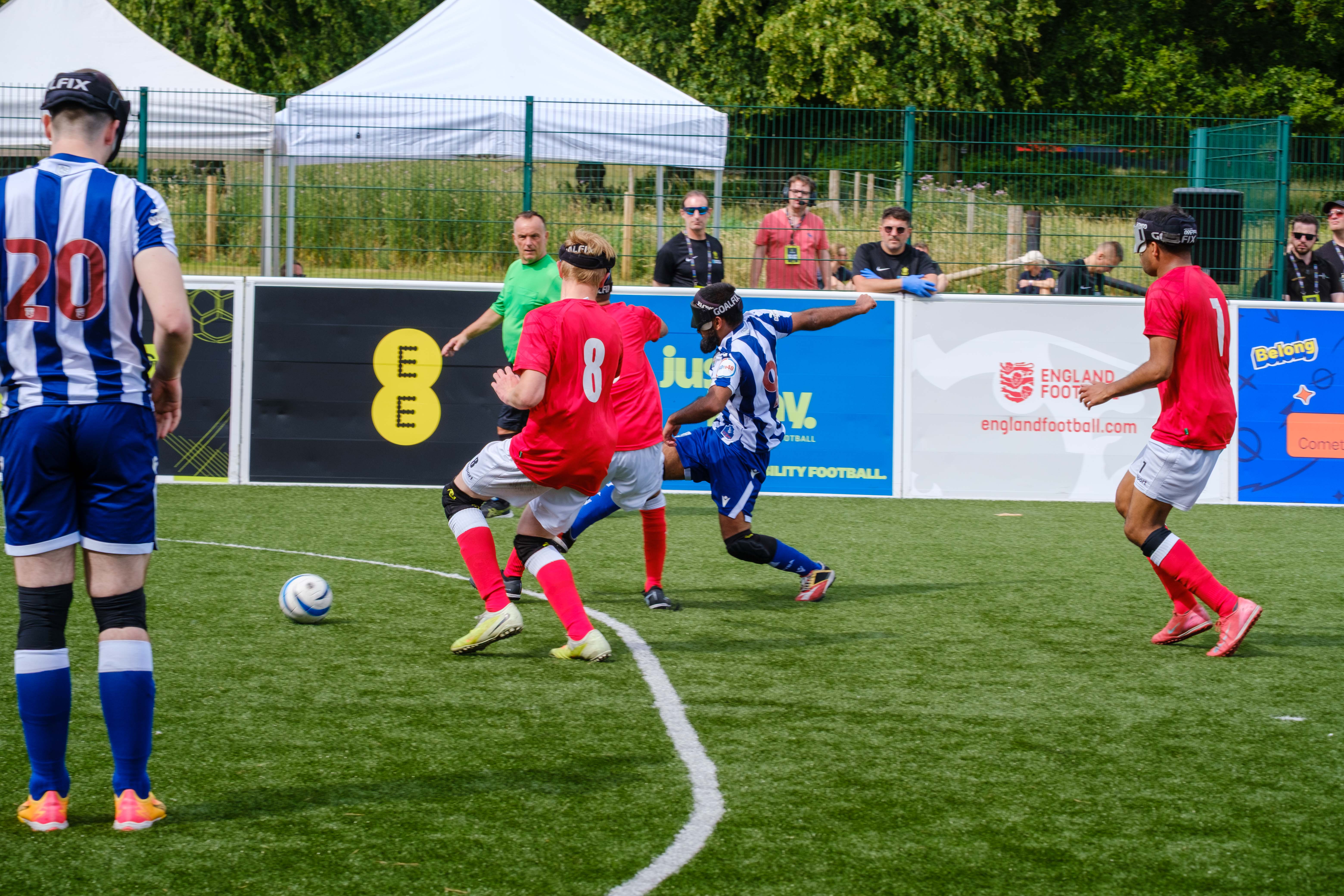 Eesa striking the ball at goal.