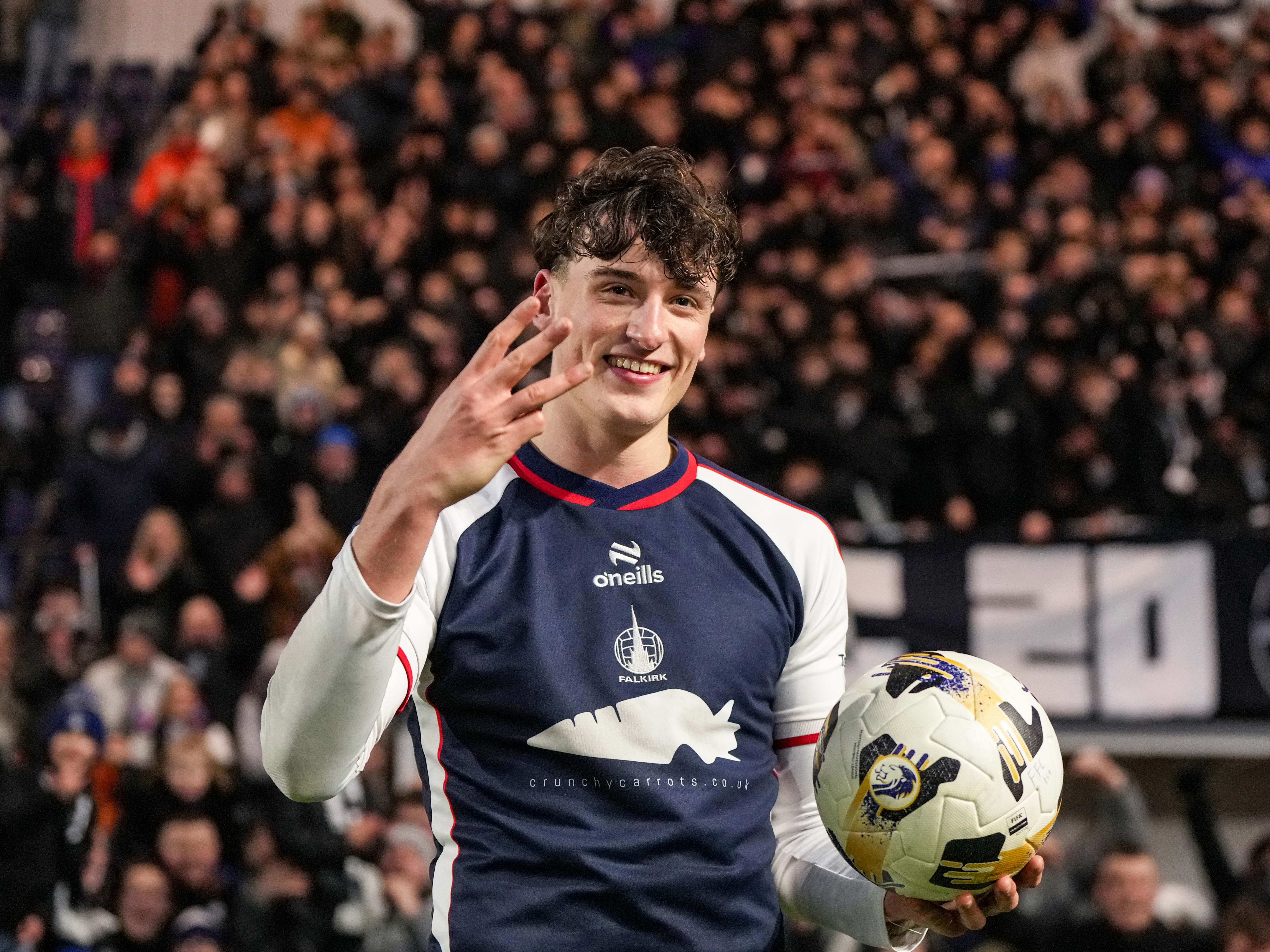 A photo of new Albion striker Barney Stewart playing for former club Falkirk
