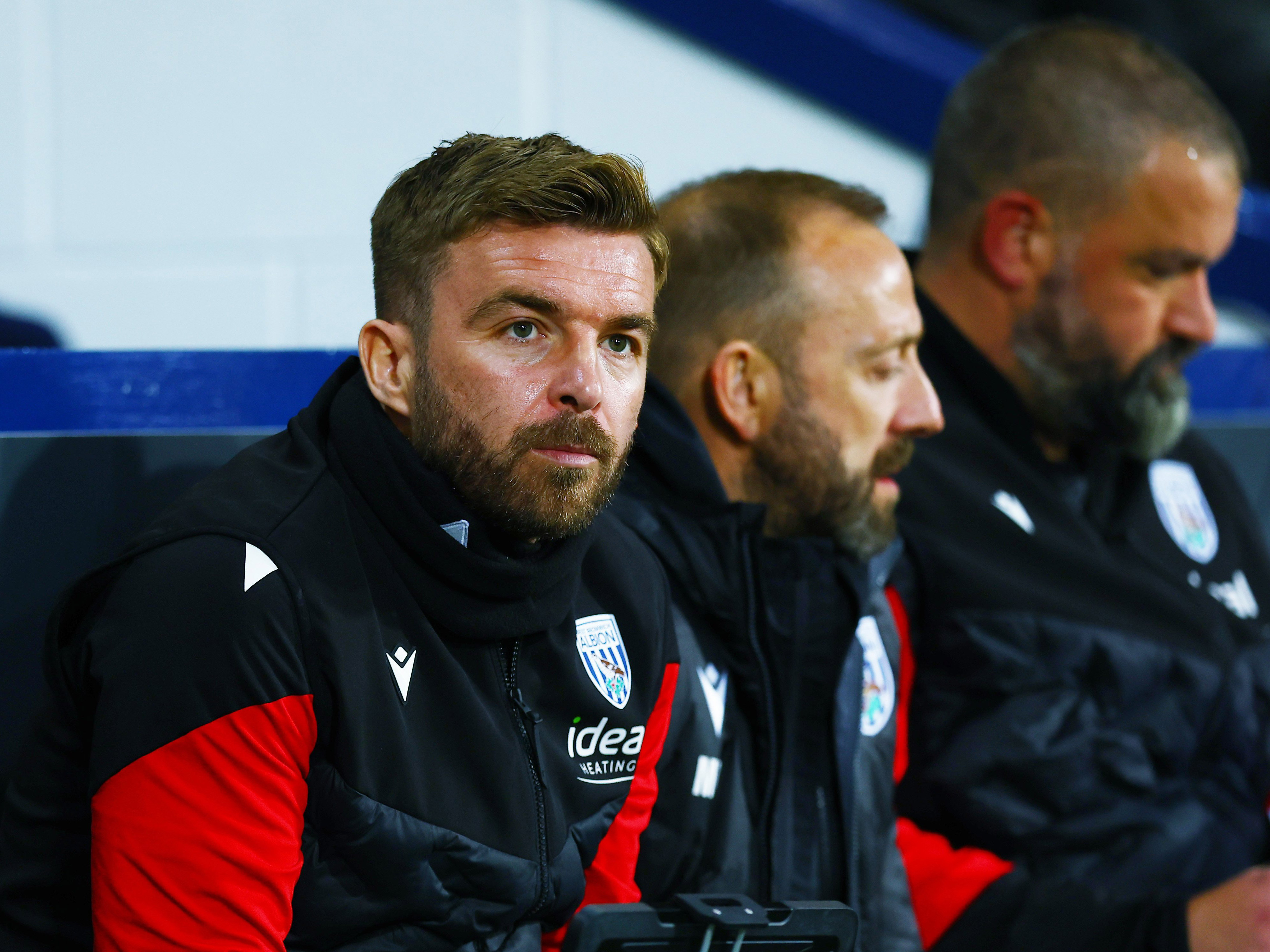 James Morrison, Matt Gill and Boaz Myhill sit in the dugout at The Hawthorns