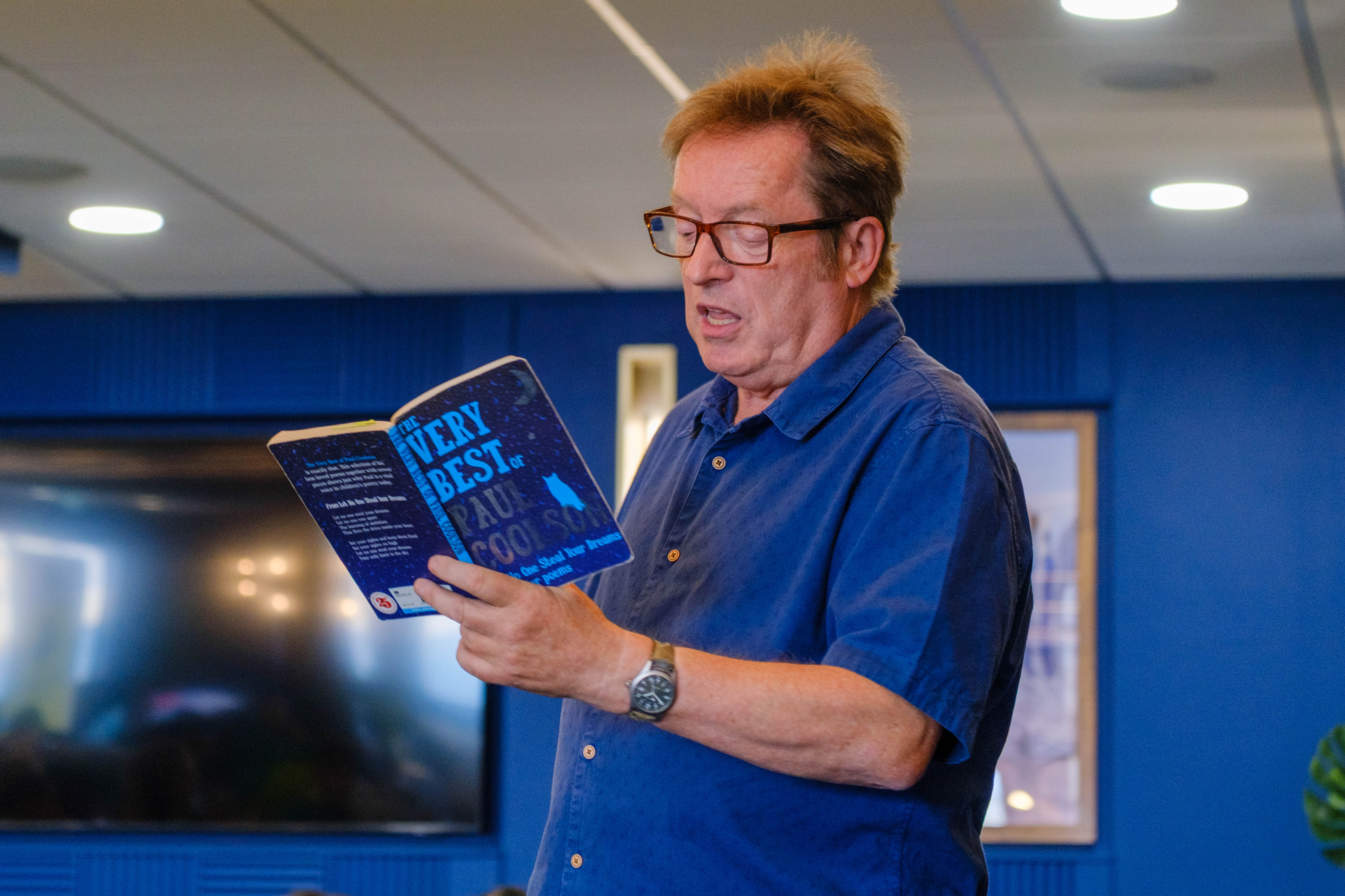 Paul Cookson reading out a poem 