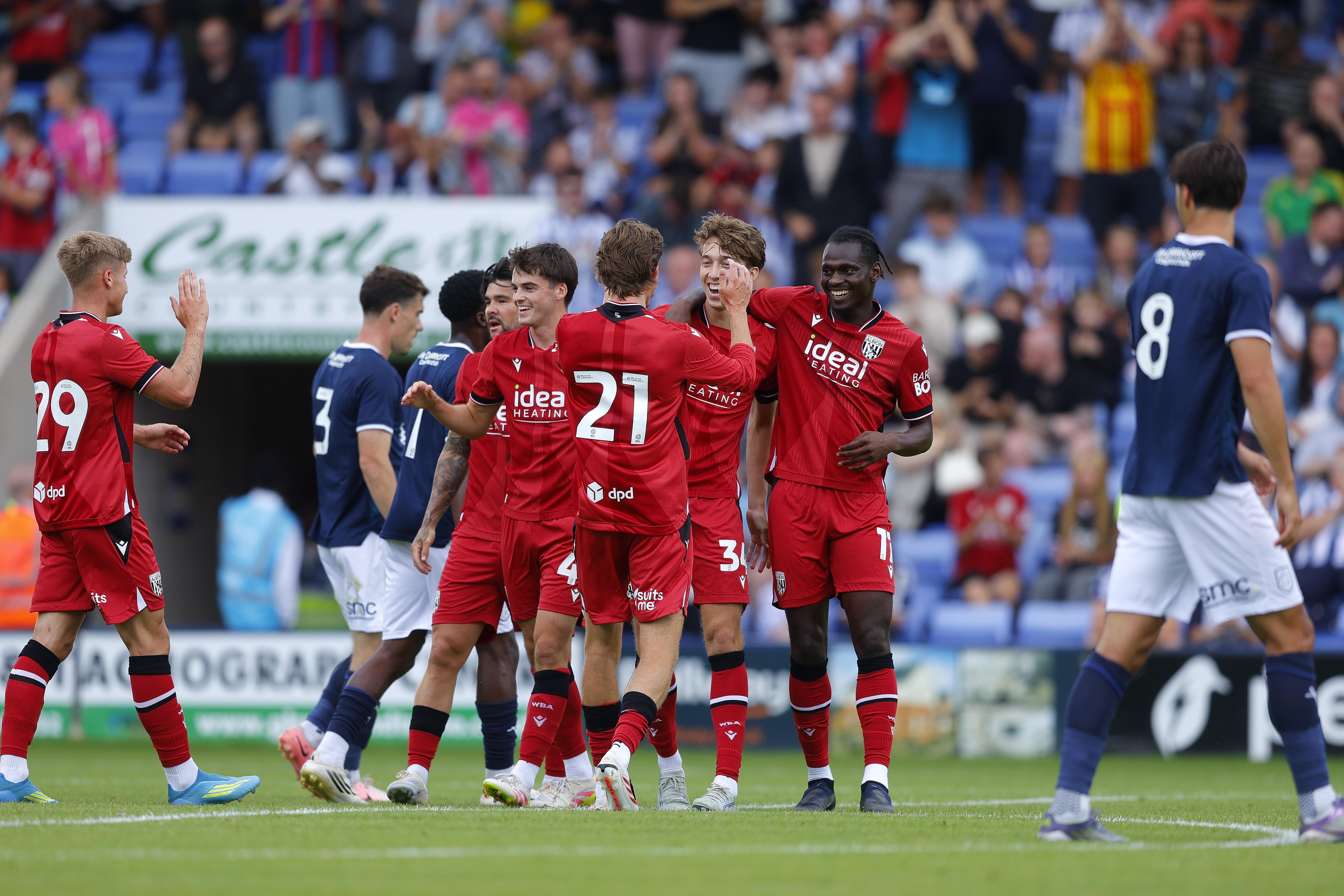 Harry Whitwell celebrates his goal against Shrewsbury