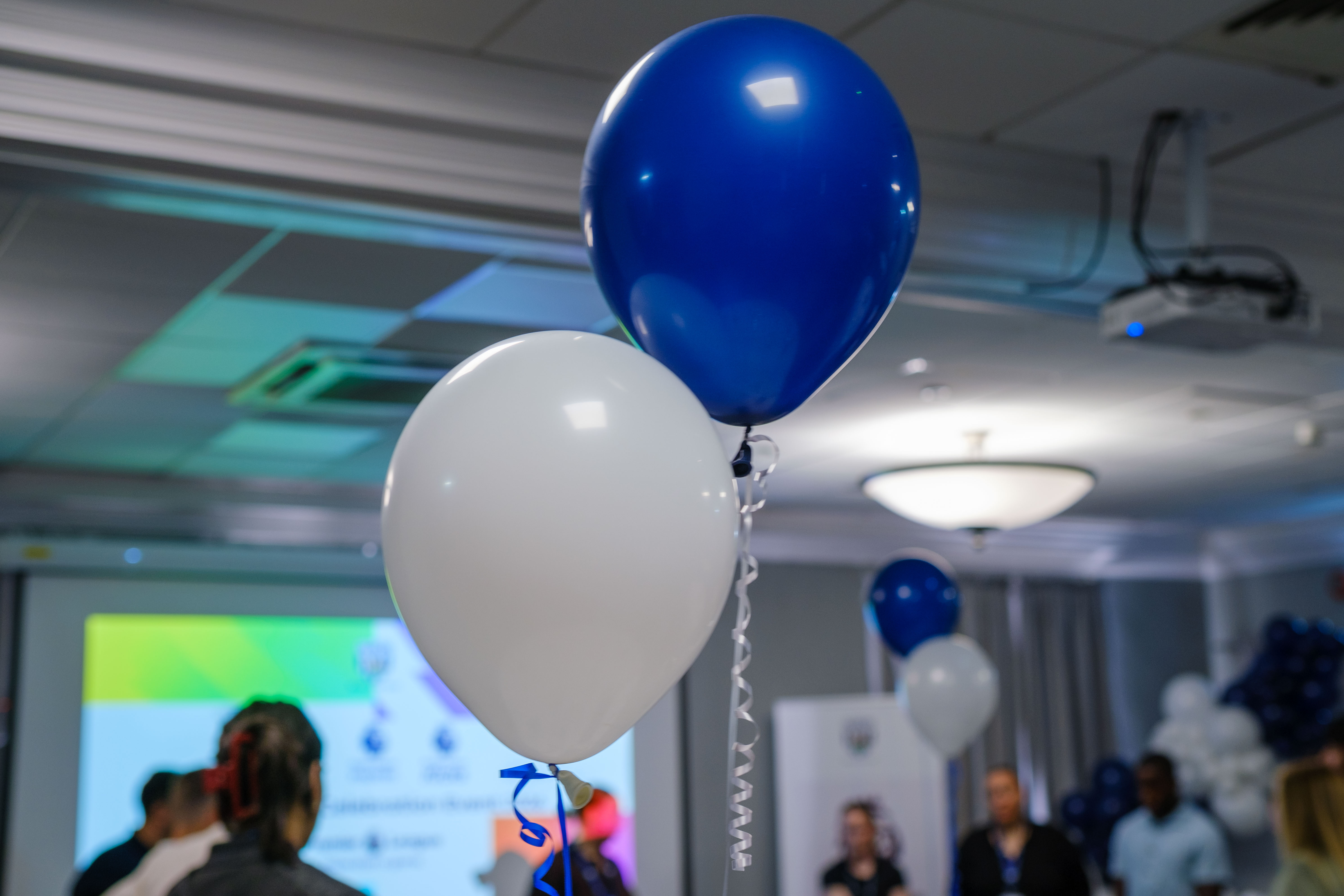Close-up of balloons in the Prince of Wales suite.