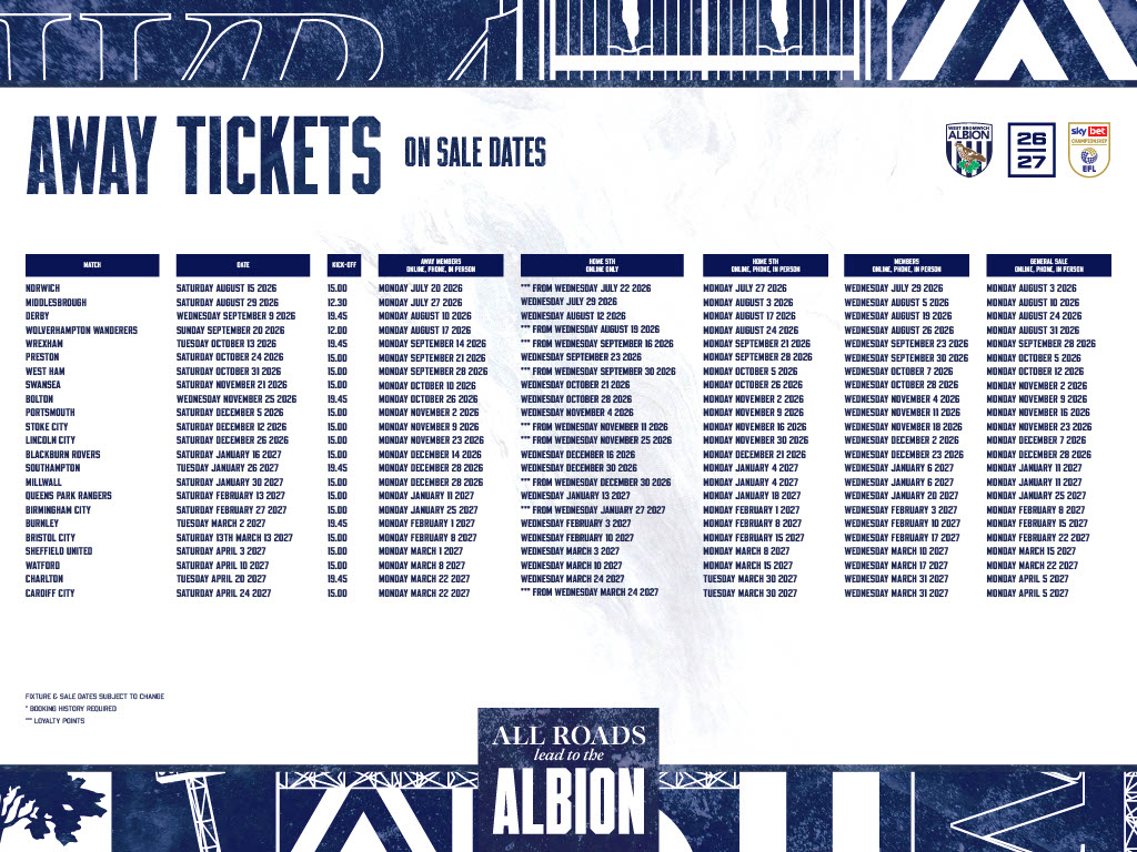 Away Sales Dates 2026/27