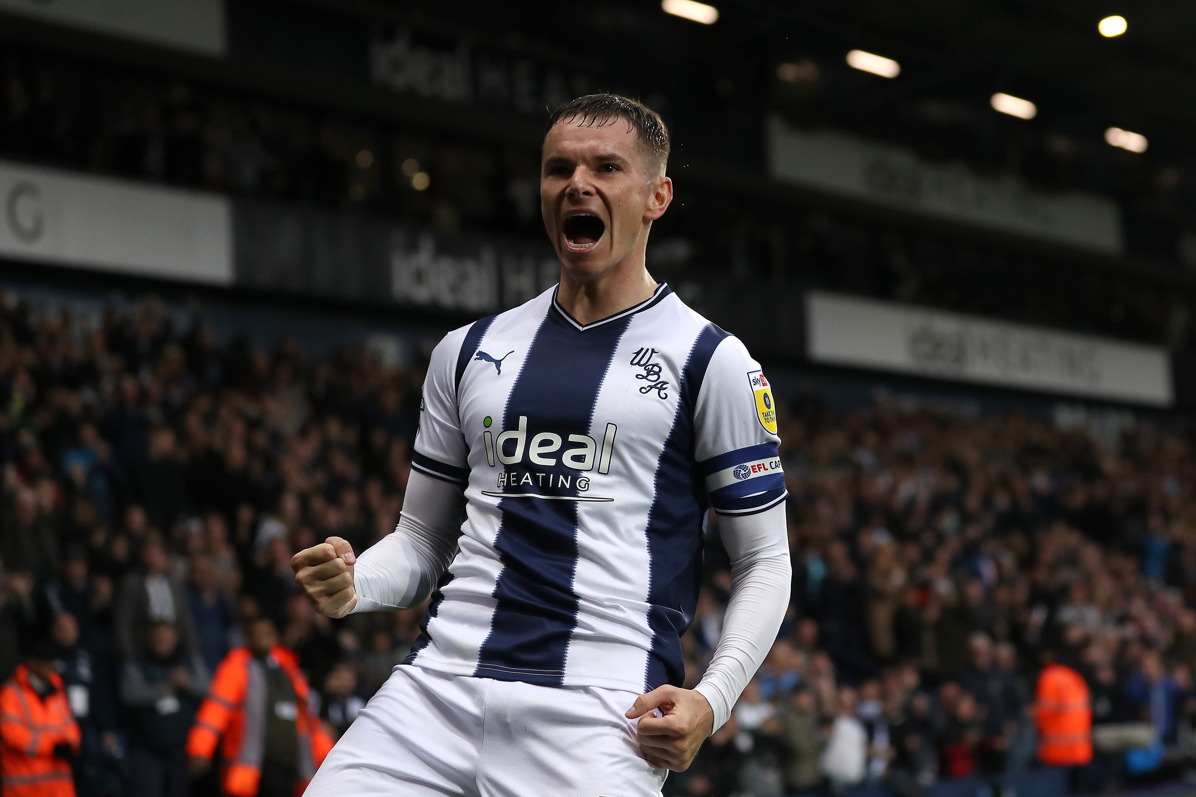 Conor Townsend celebrates scoring for WBA v Norwich at The Hawthorns in 2023