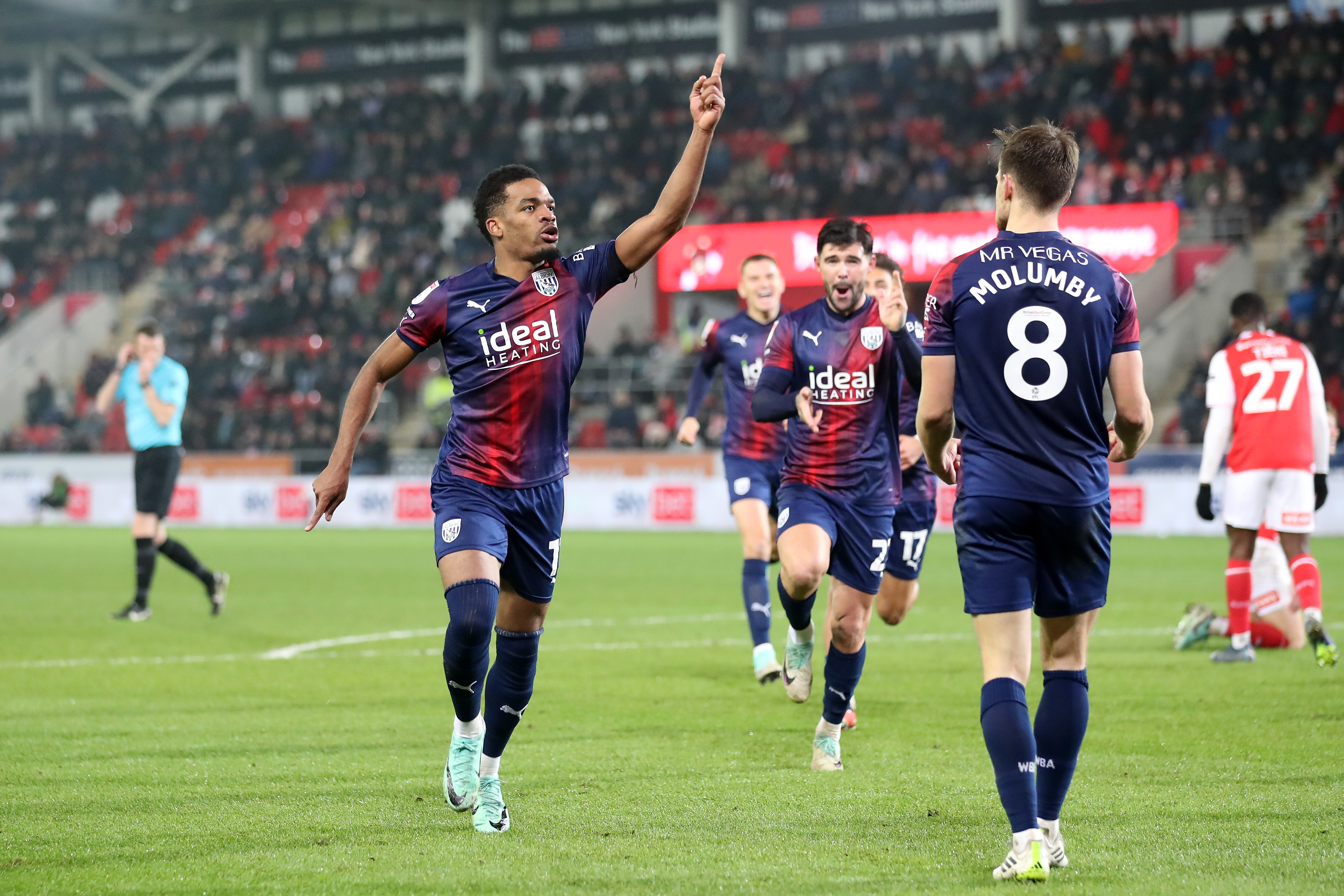 Grady Diangana celebrates against Rotherham United 