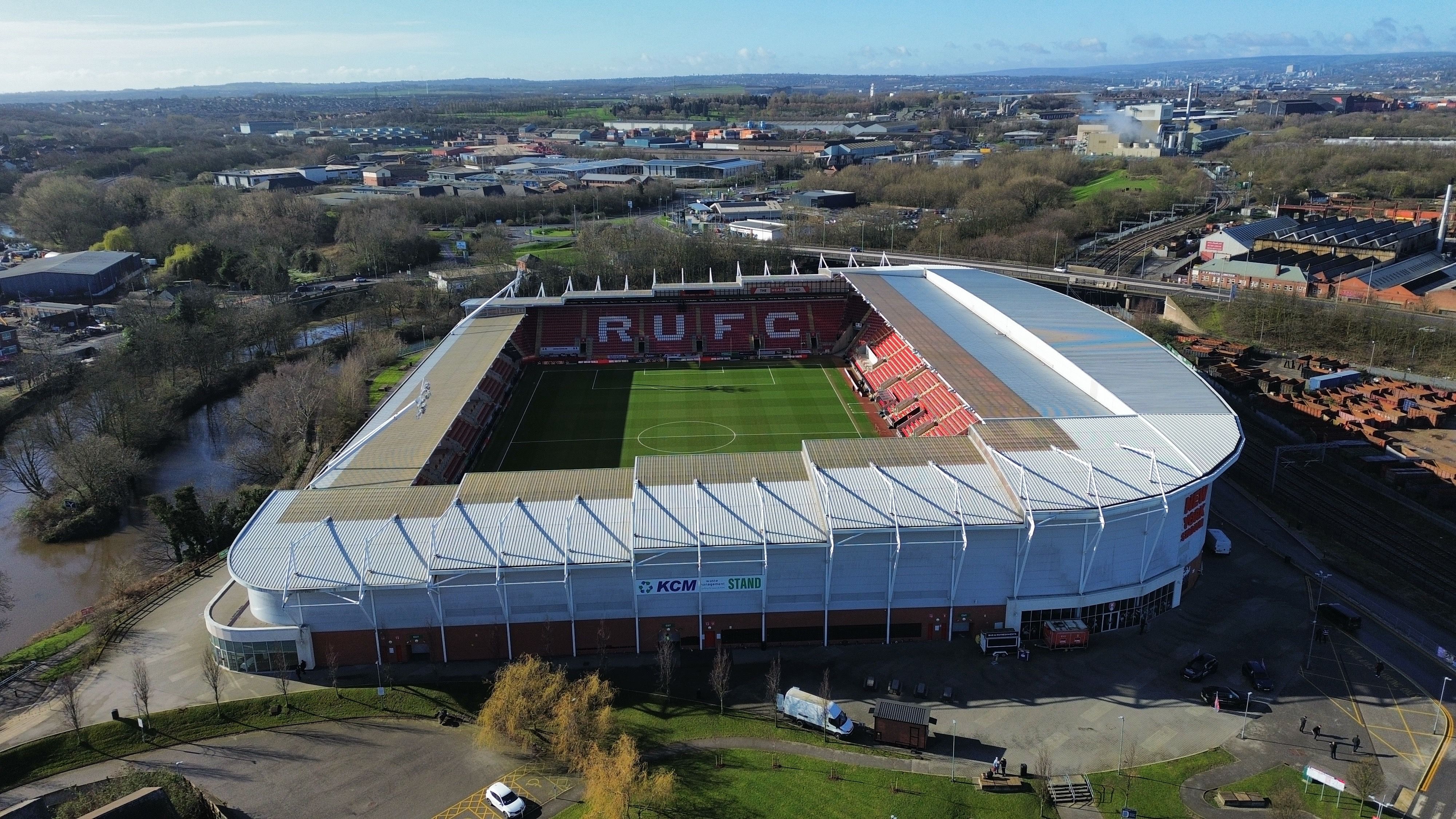 An aerial shot of Rotherham United's AESSEAL New York Stadium