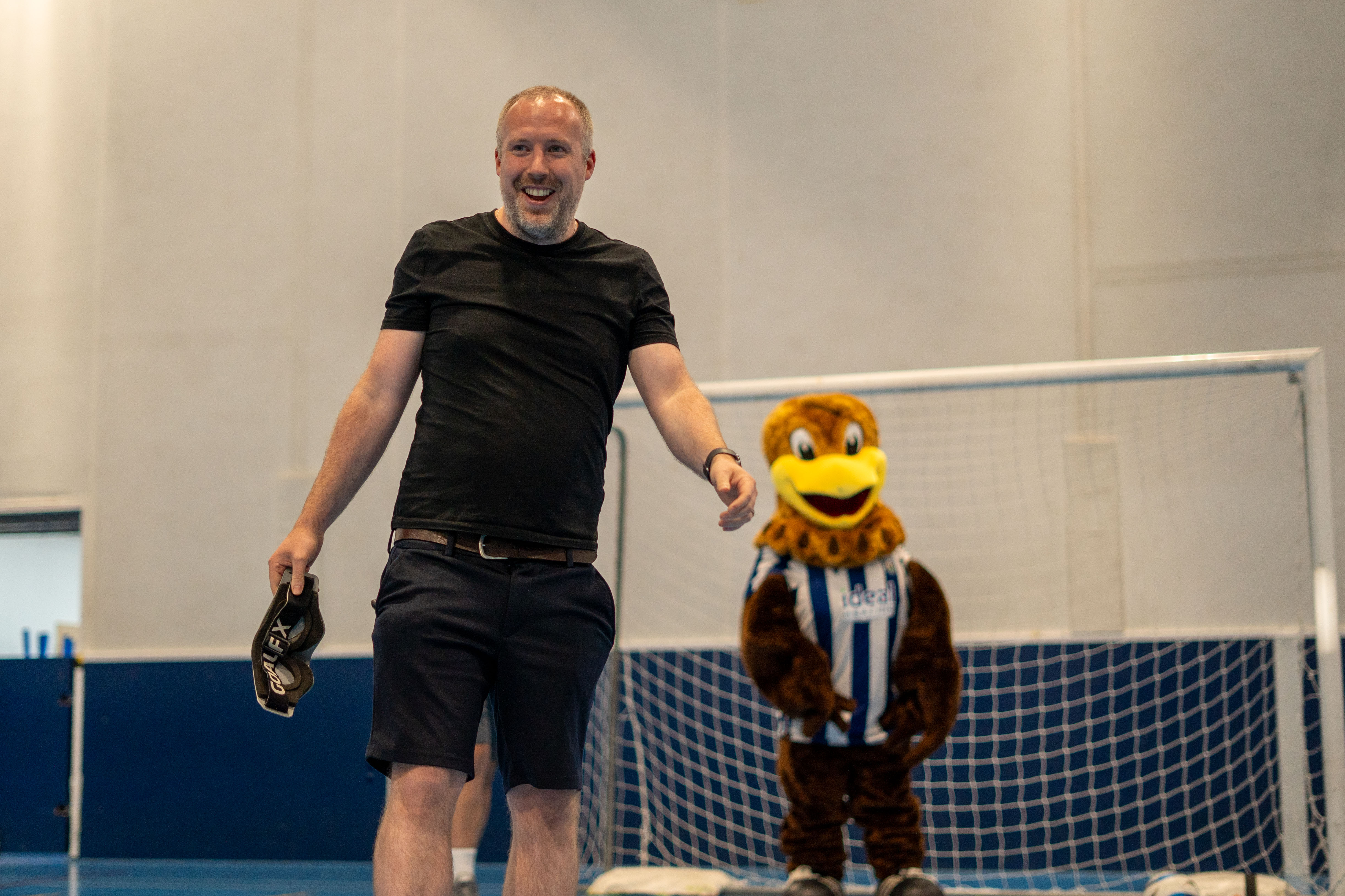 A parent after scoring a penalty against Baggie Bird