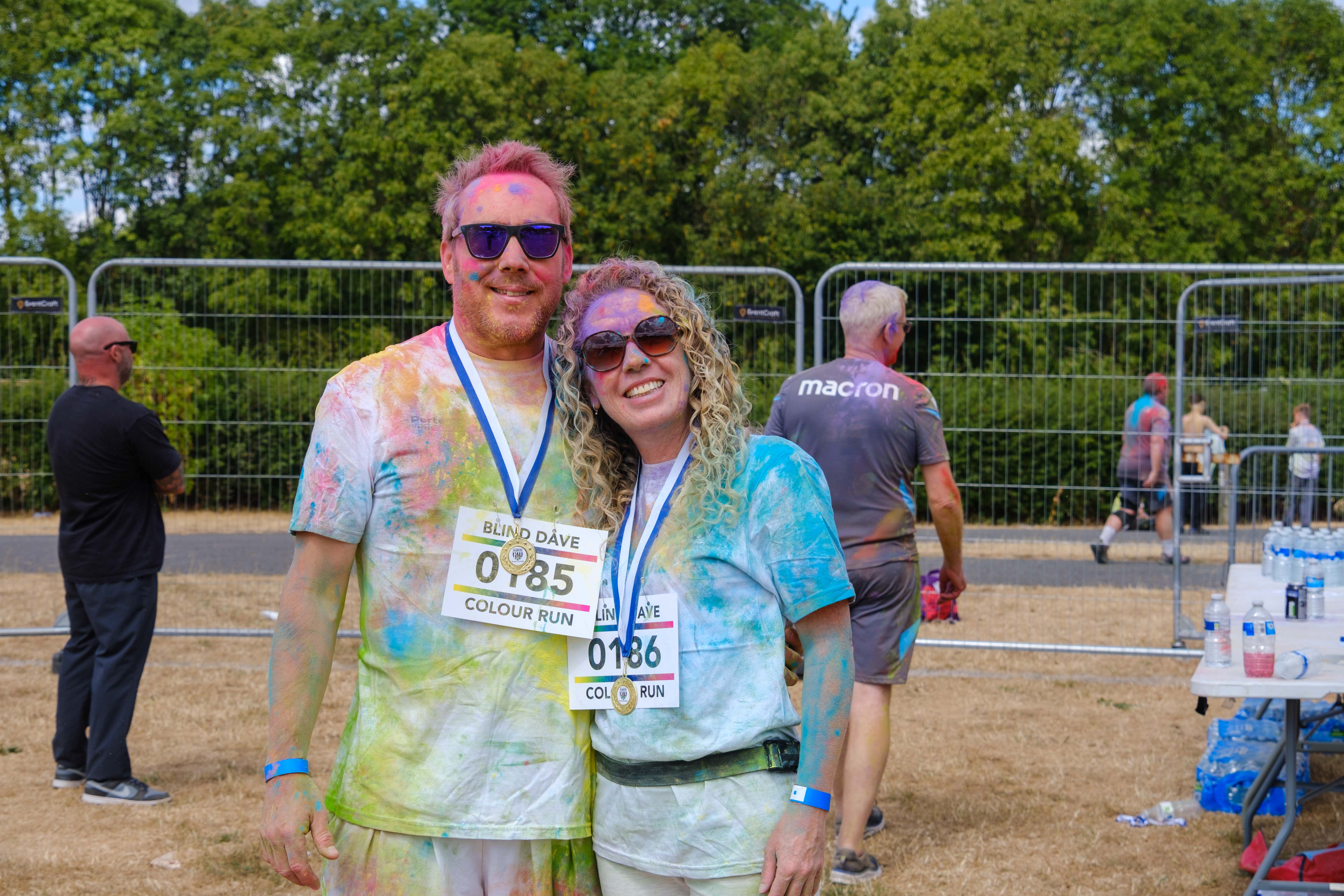 Two participants posing together after the run.