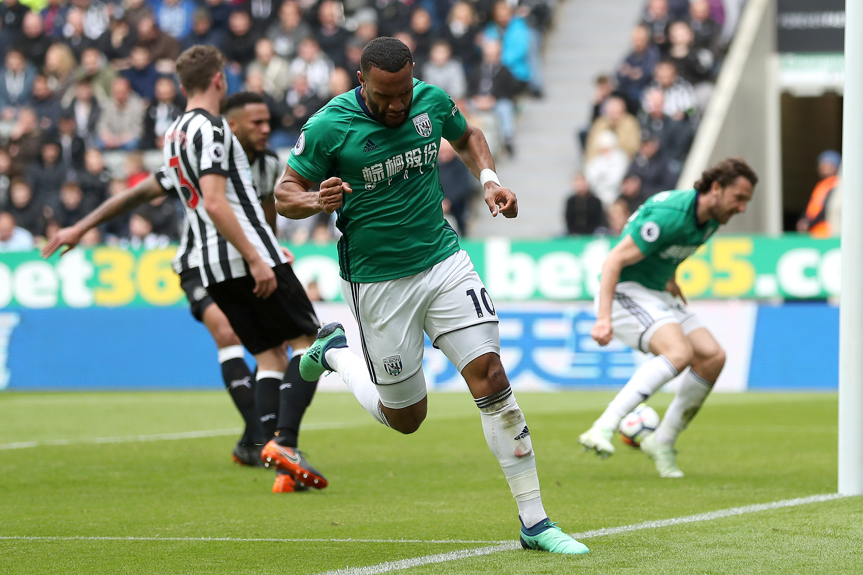 Matt Phillips celebrates scoring for WBA at Newcastle in 2018