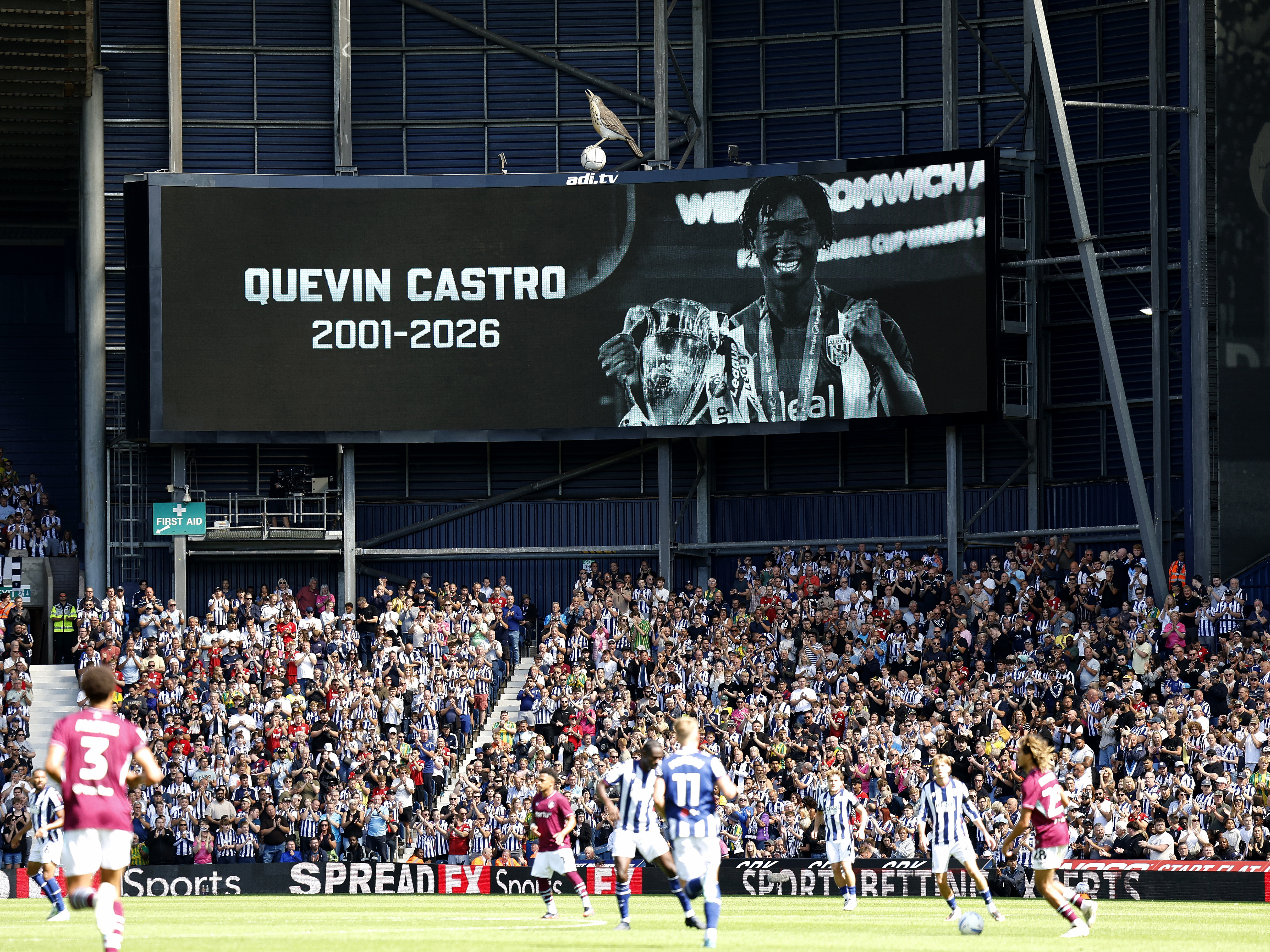 An image of Albion fans paying tribute to Quevin Castro against Burnley
