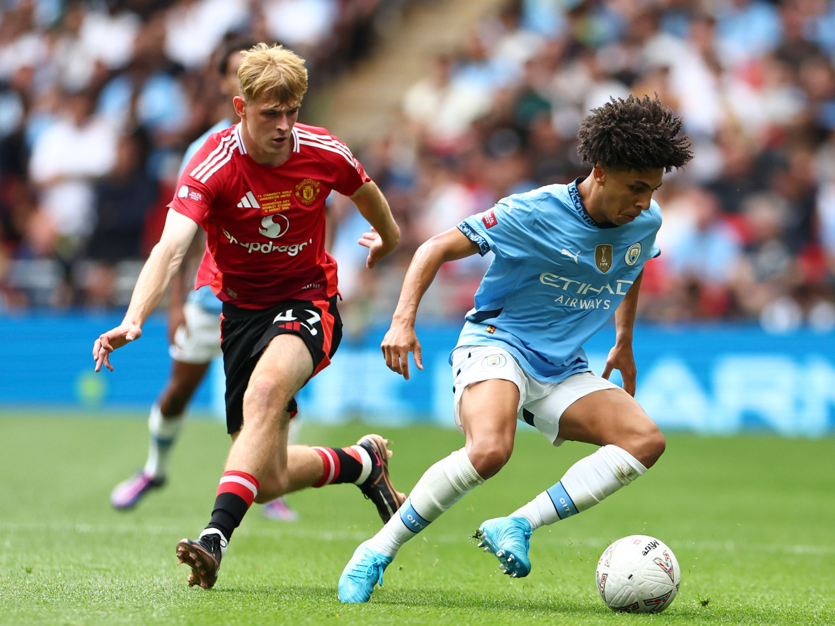 An image of Toby Collyer playing against Manchester City in the Charity Shield