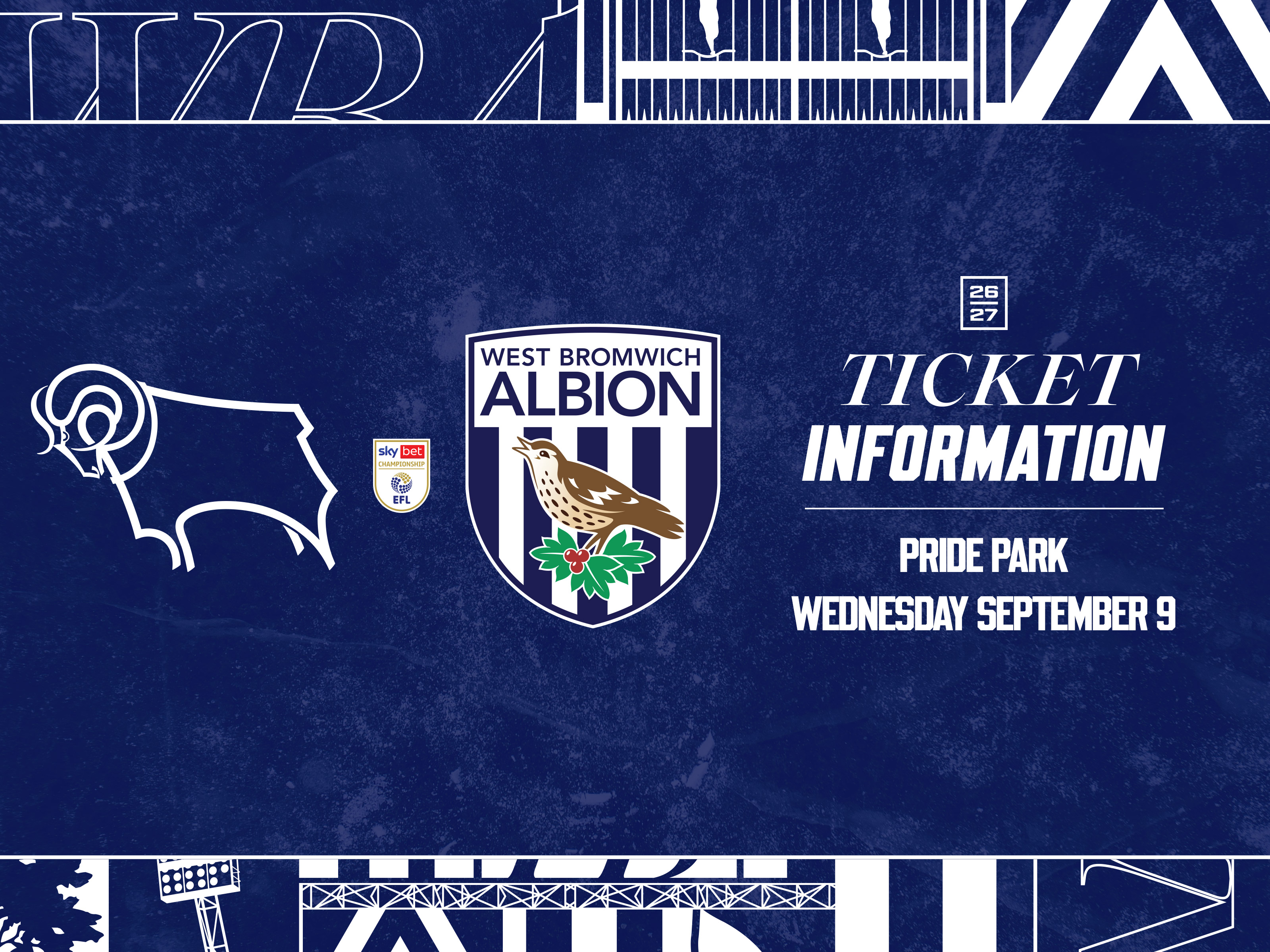 A ticket graphic for Derby away