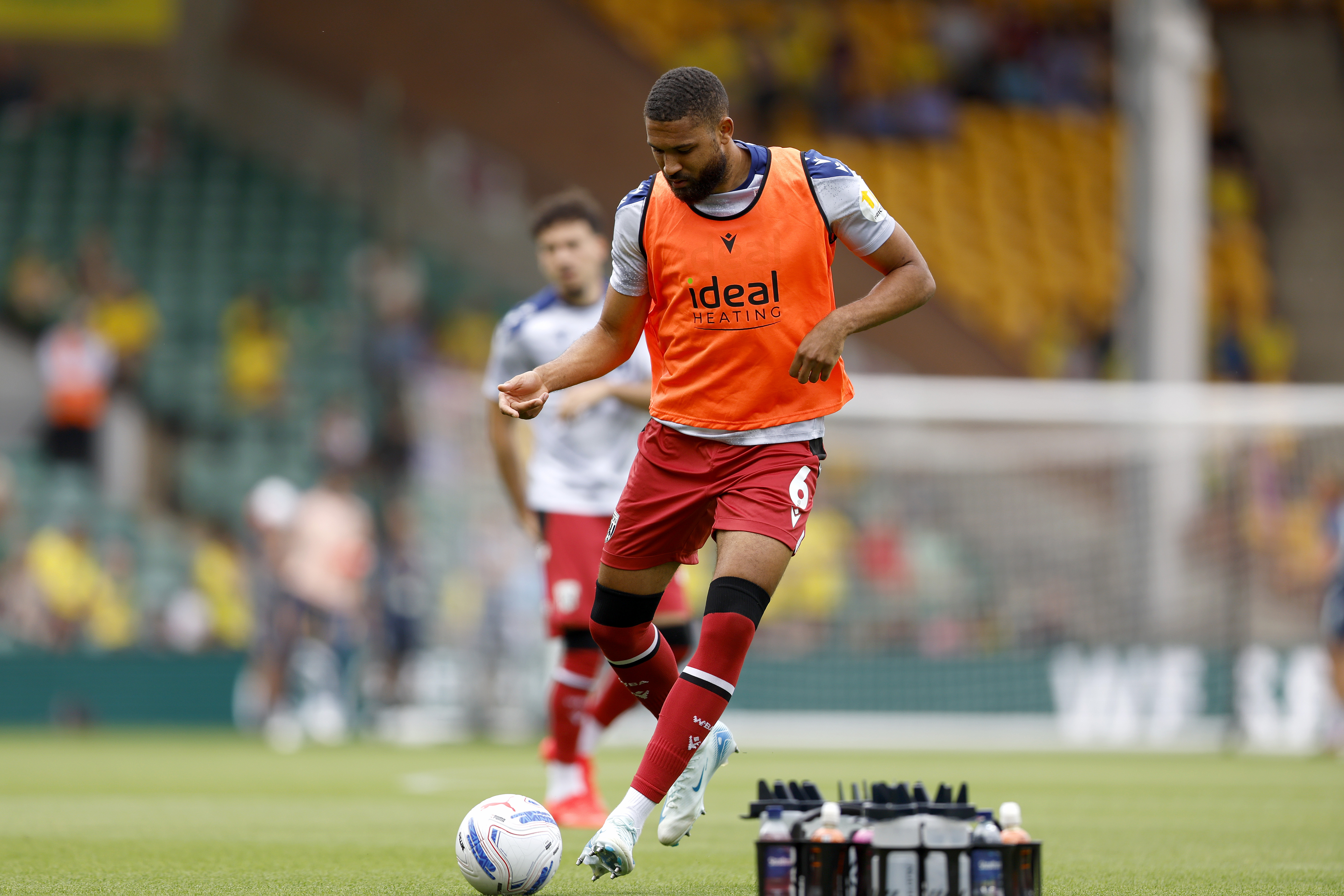 George Campbell on the ball during the warm-up at Norwich 