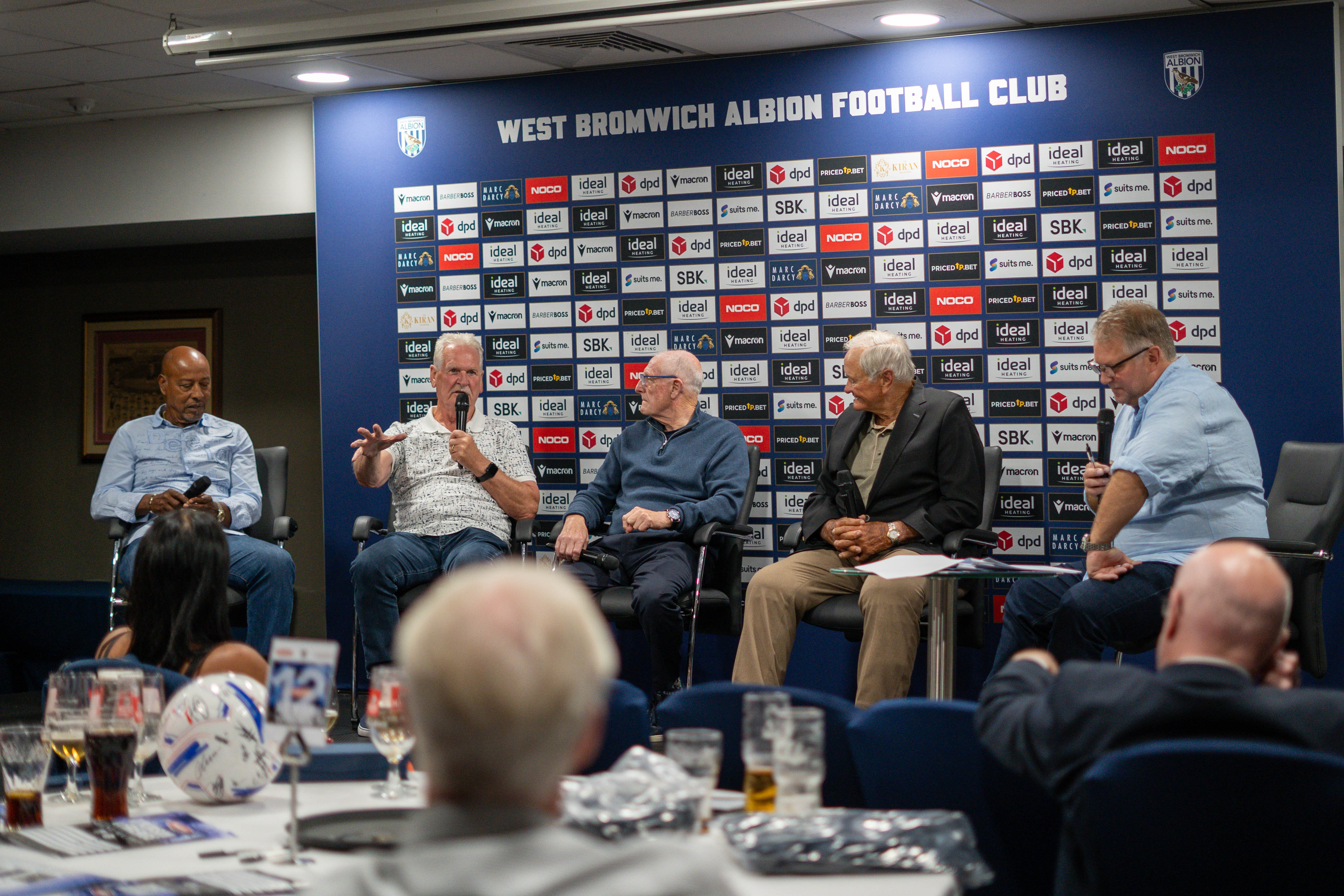 Ron Atkinson and Albion legends share stories on stage during a sold-out Pukka Night.