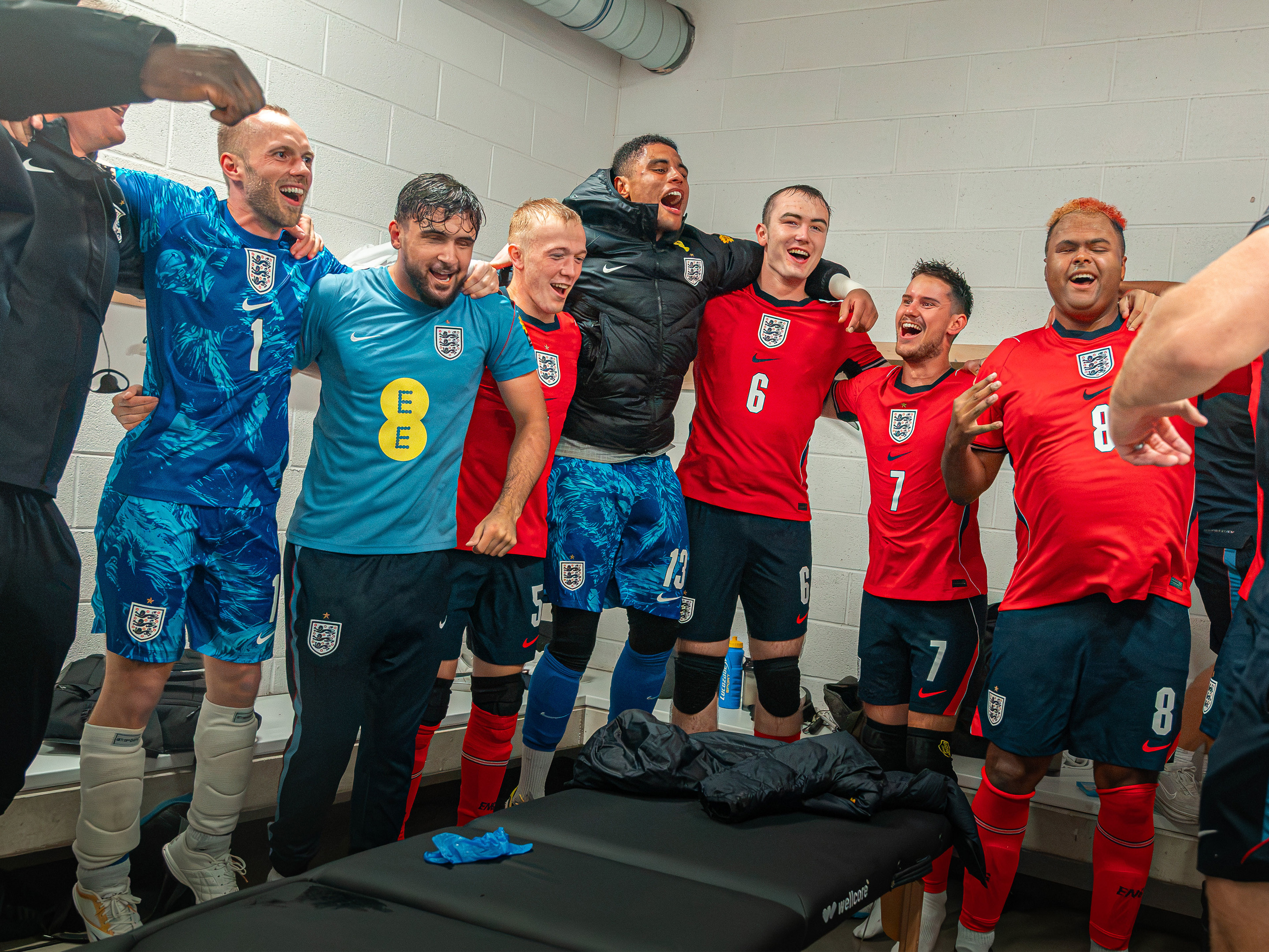 The England Blind team celebrate