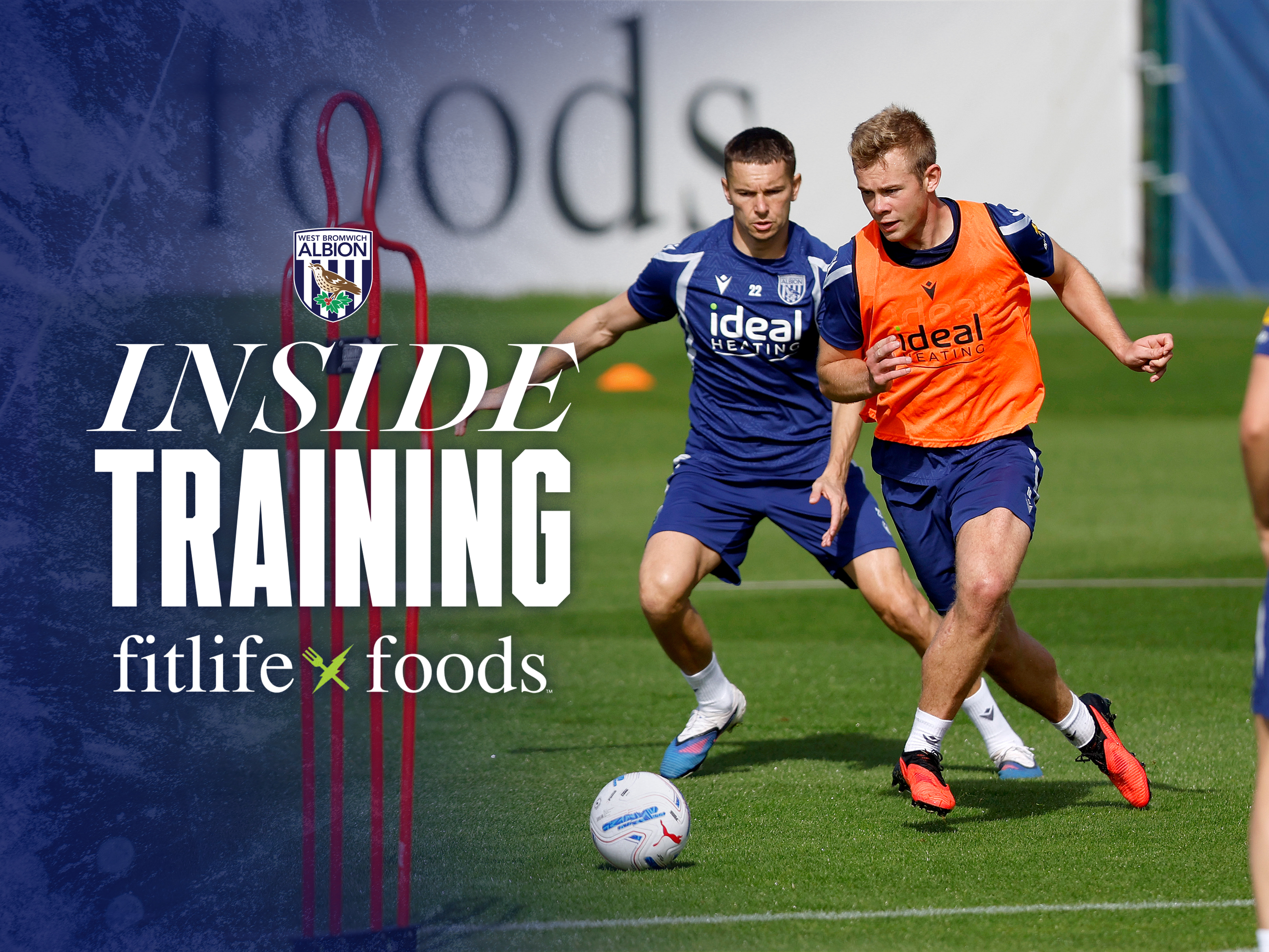 Inside Training graphic with an image of Aune Heggebø on the ball, closely followed by Conor Townsend