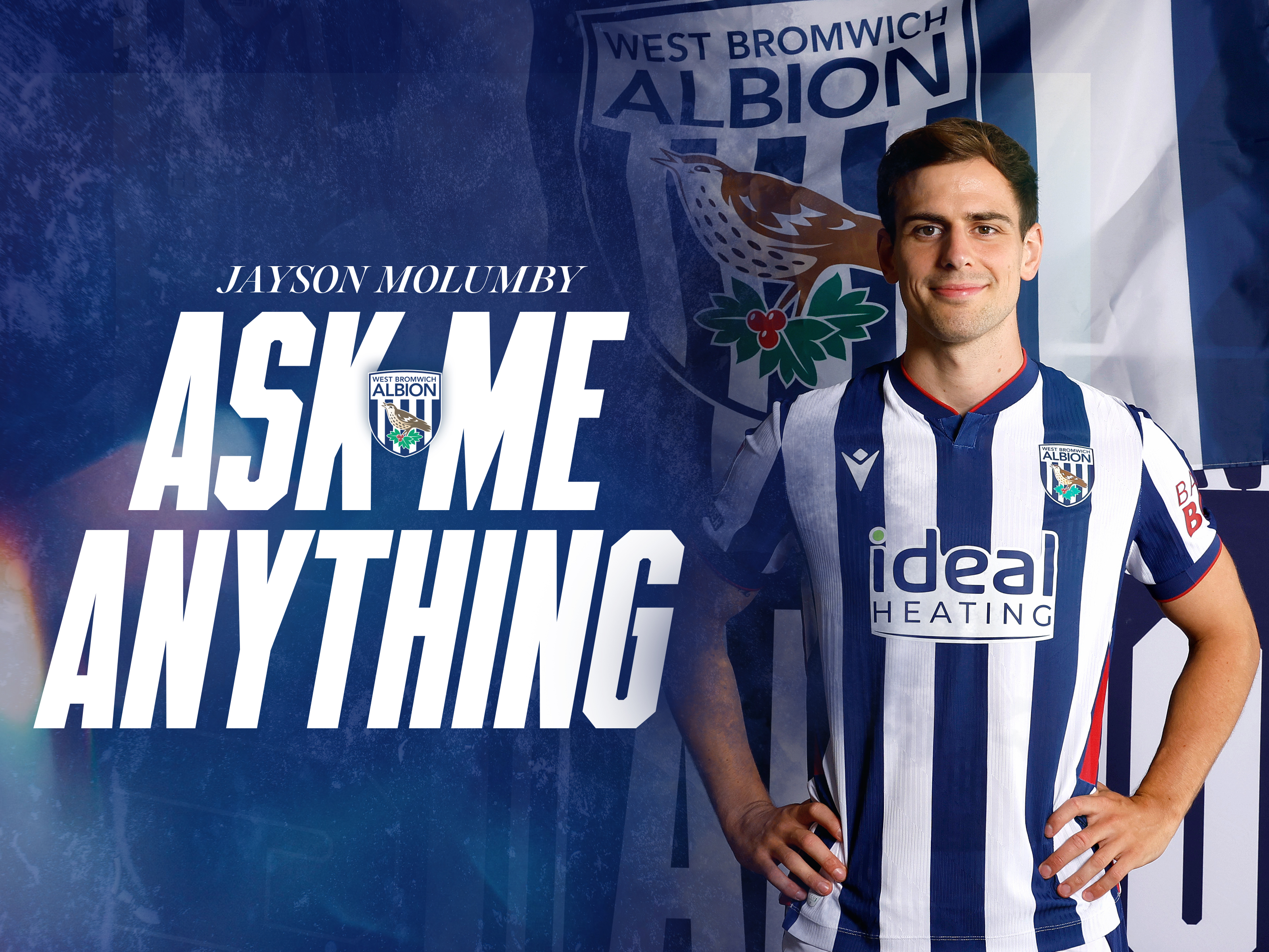 Jayson Molumby ask me anything graphic with an image of him in the home shirt smiling at the camera 