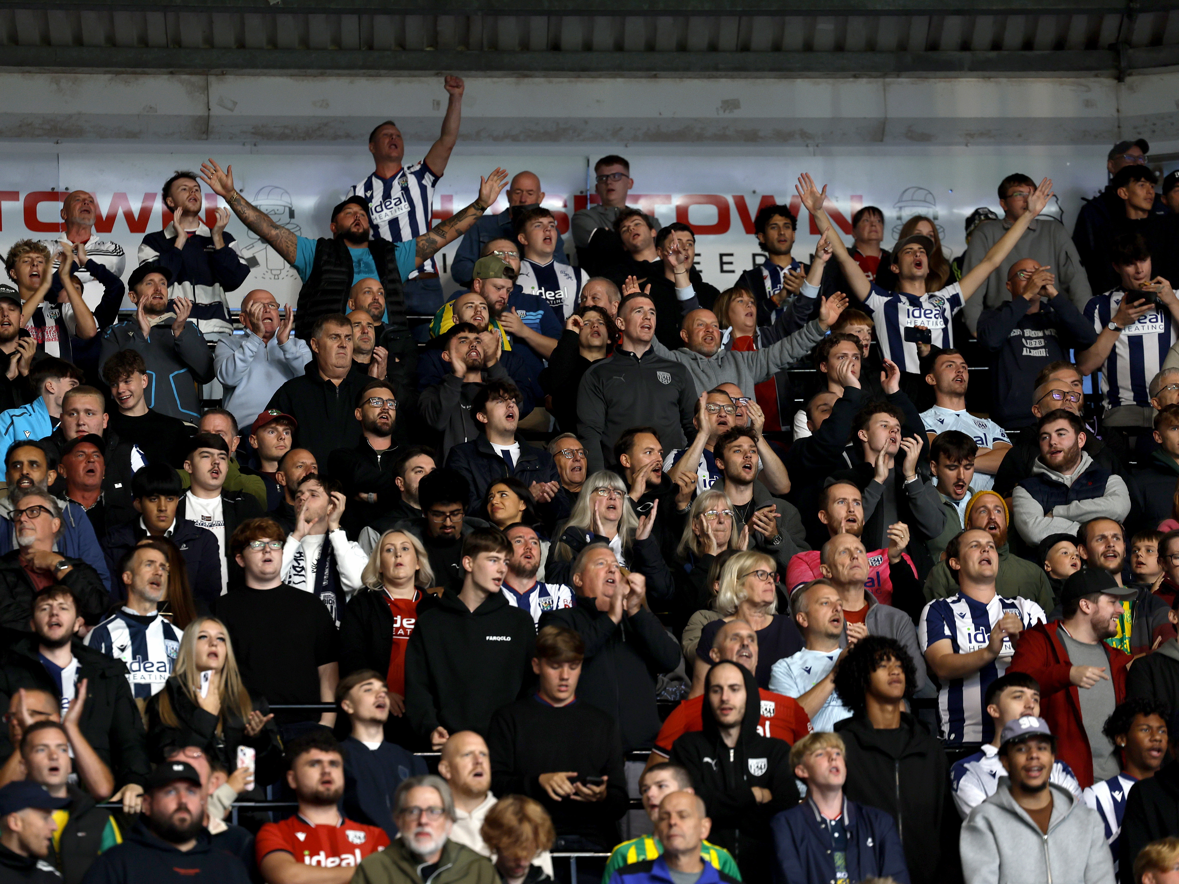 A general view of WBA fans cheering at Derby 