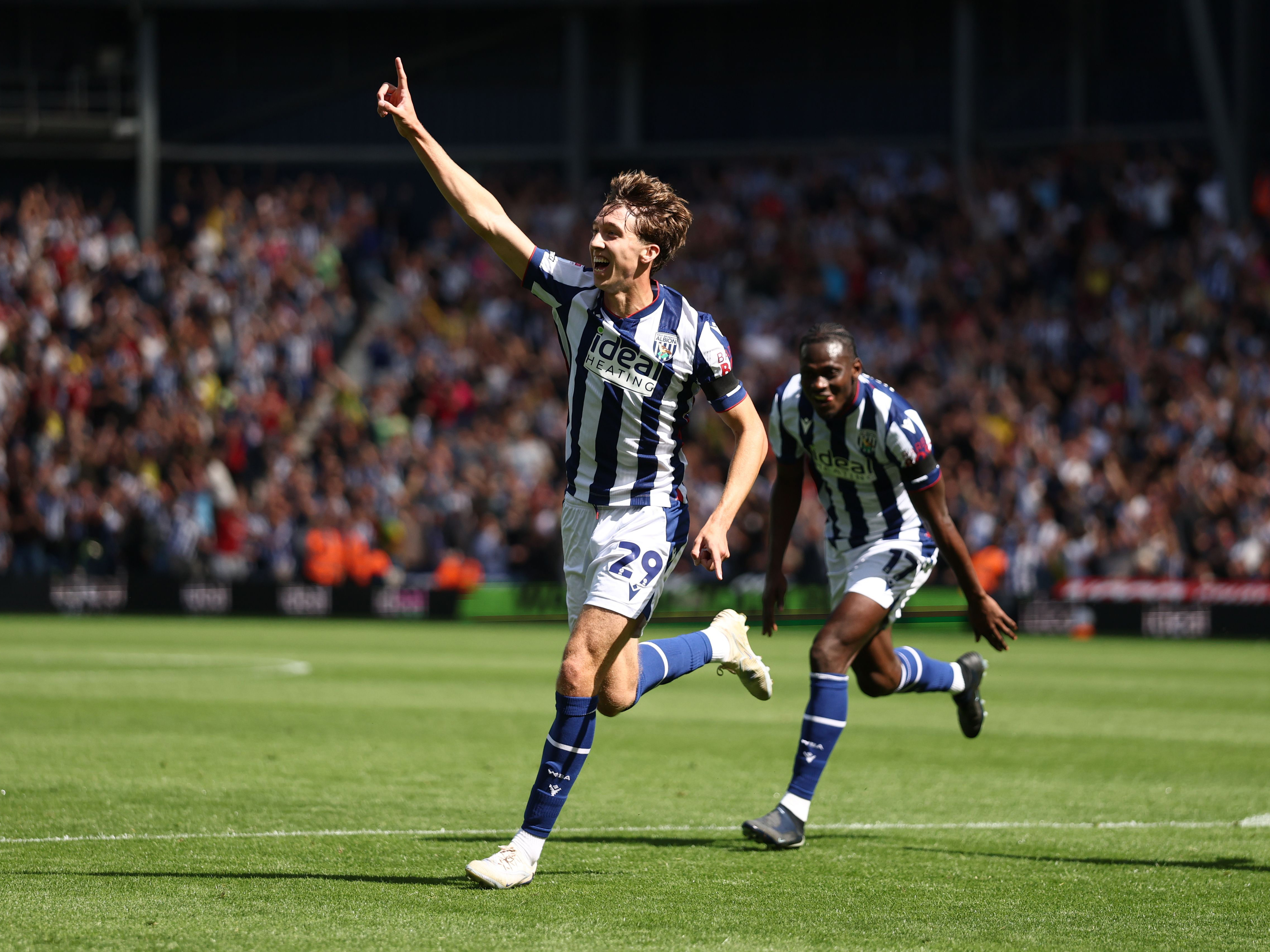 An image of Harry Whitwell celebrating a goal