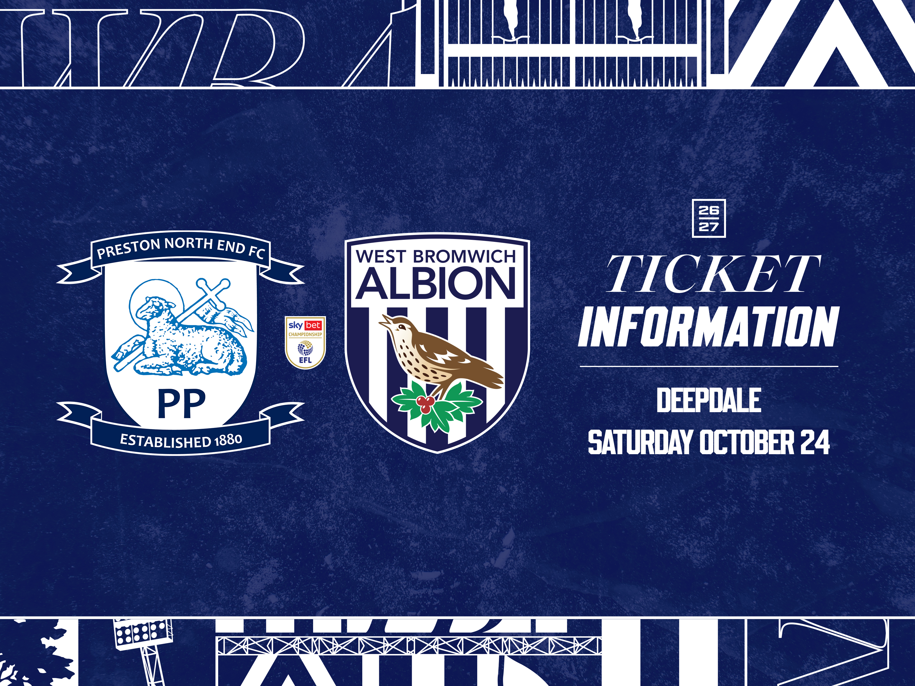 A ticket graphic displaying information for Albion's game against Preston