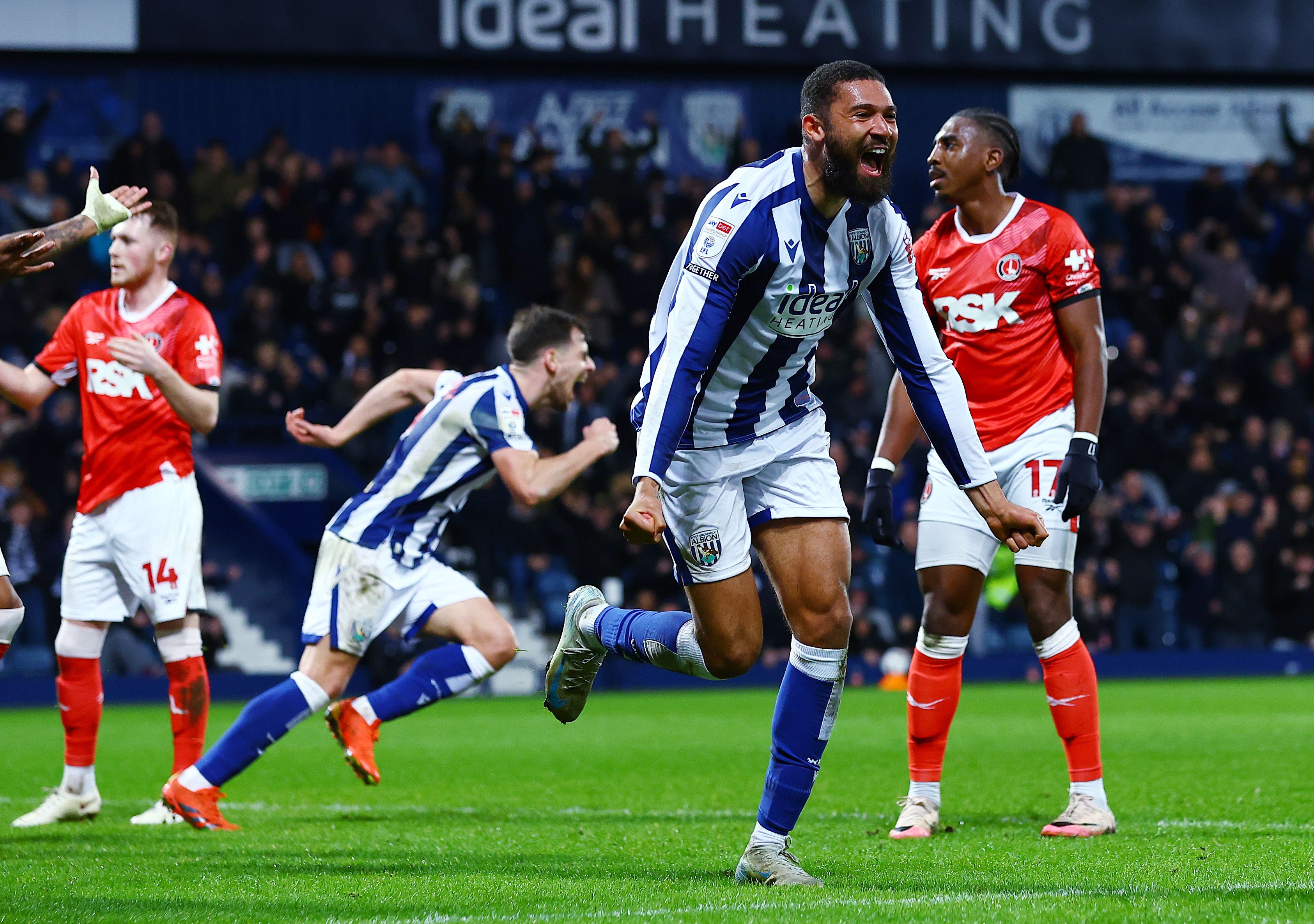 George Campbell celebrates scoring against Charlton in February 2026