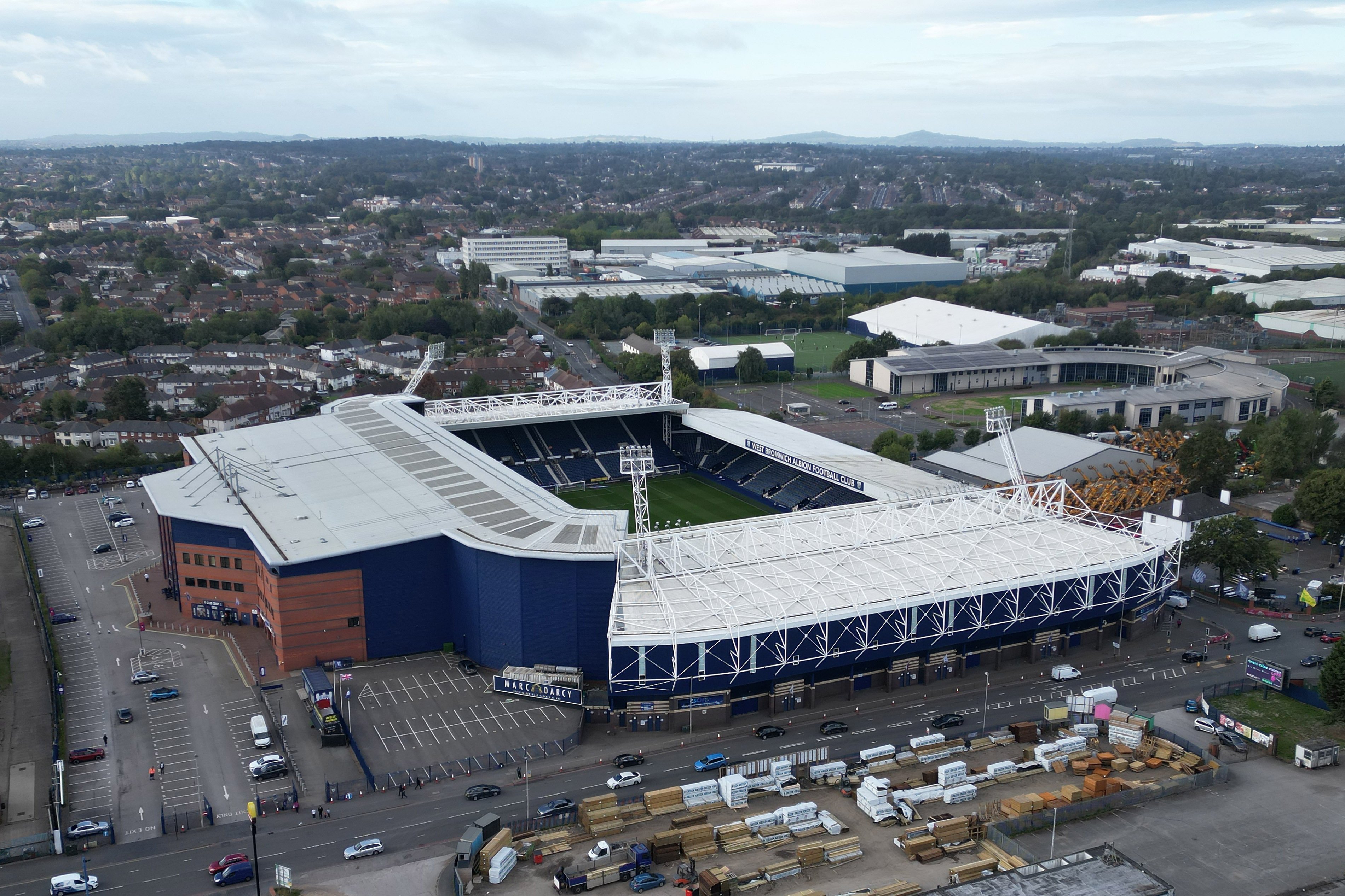 General view of The Hawthorns from up in the air looking down at the whole stadium