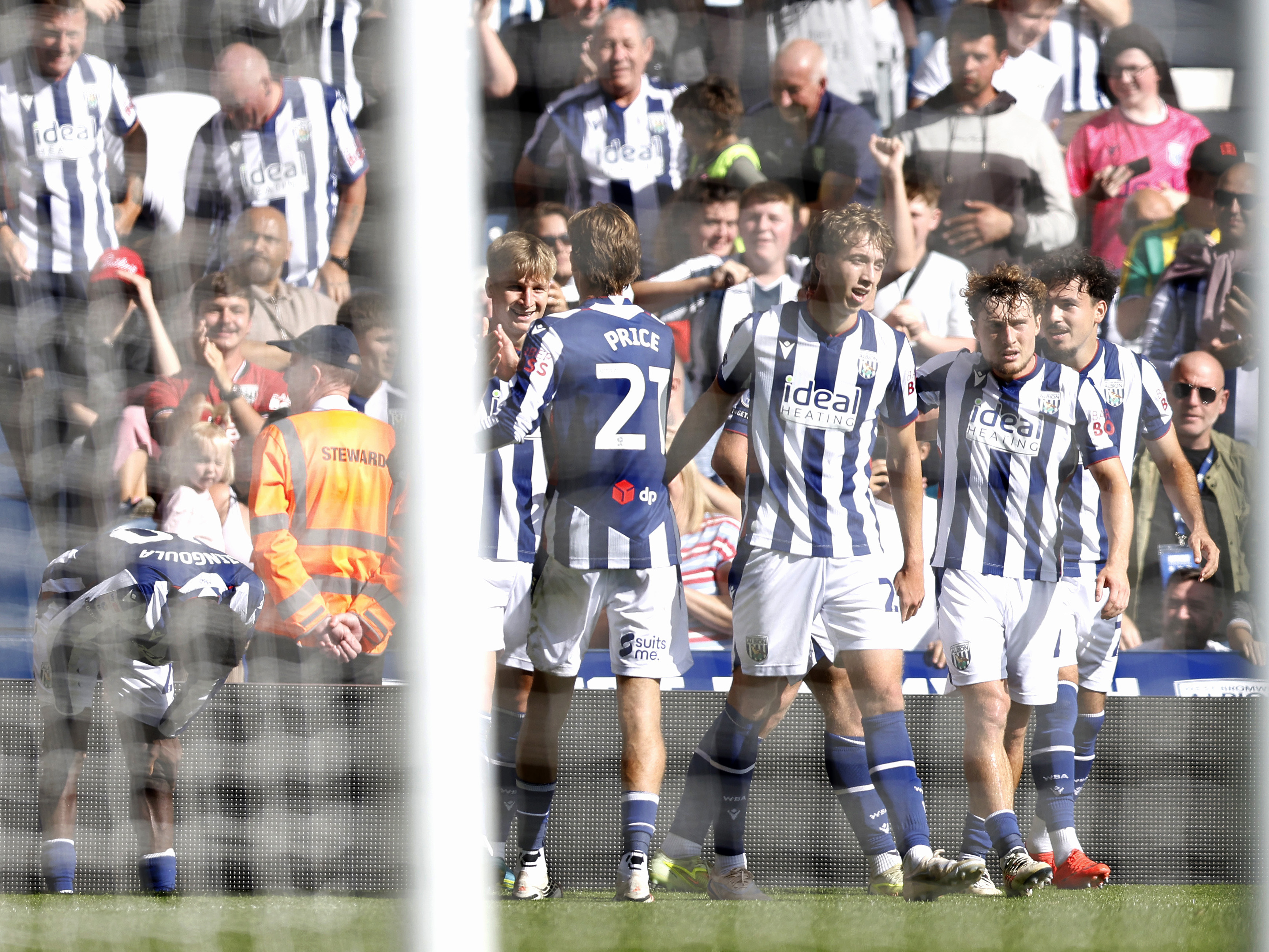 An image of Albion celebrating JJ Morgan's goal against Watford