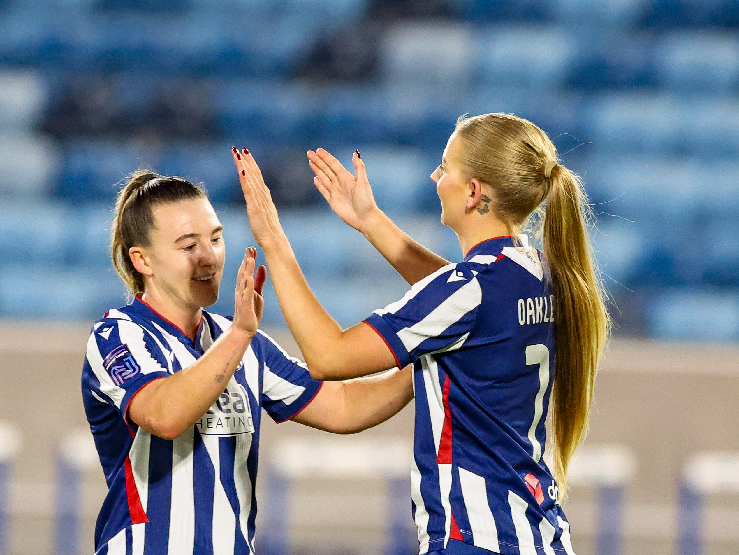 Rhianne Oakley celebrates scoring.