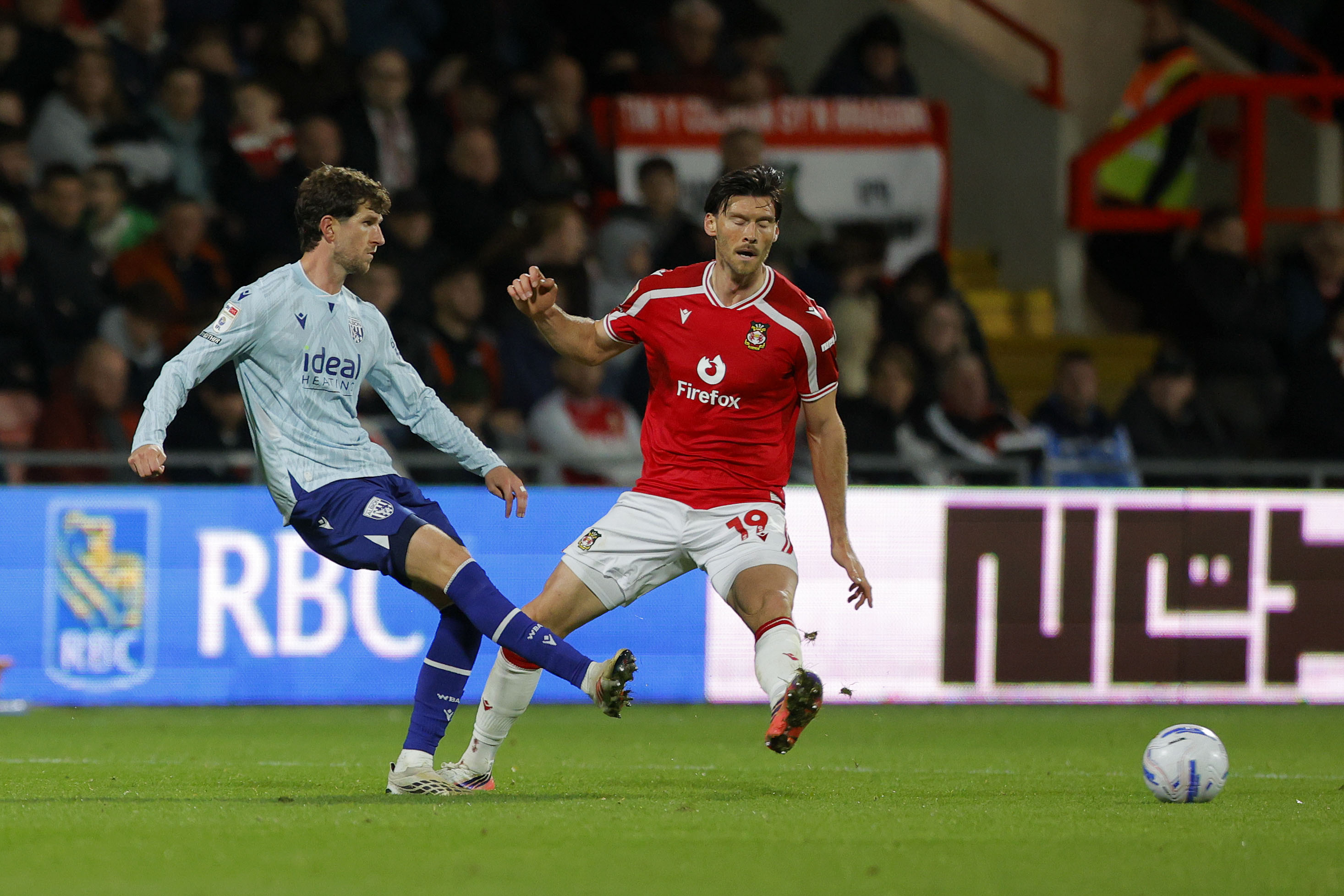 Chris Mepham on the ball against Wrexham