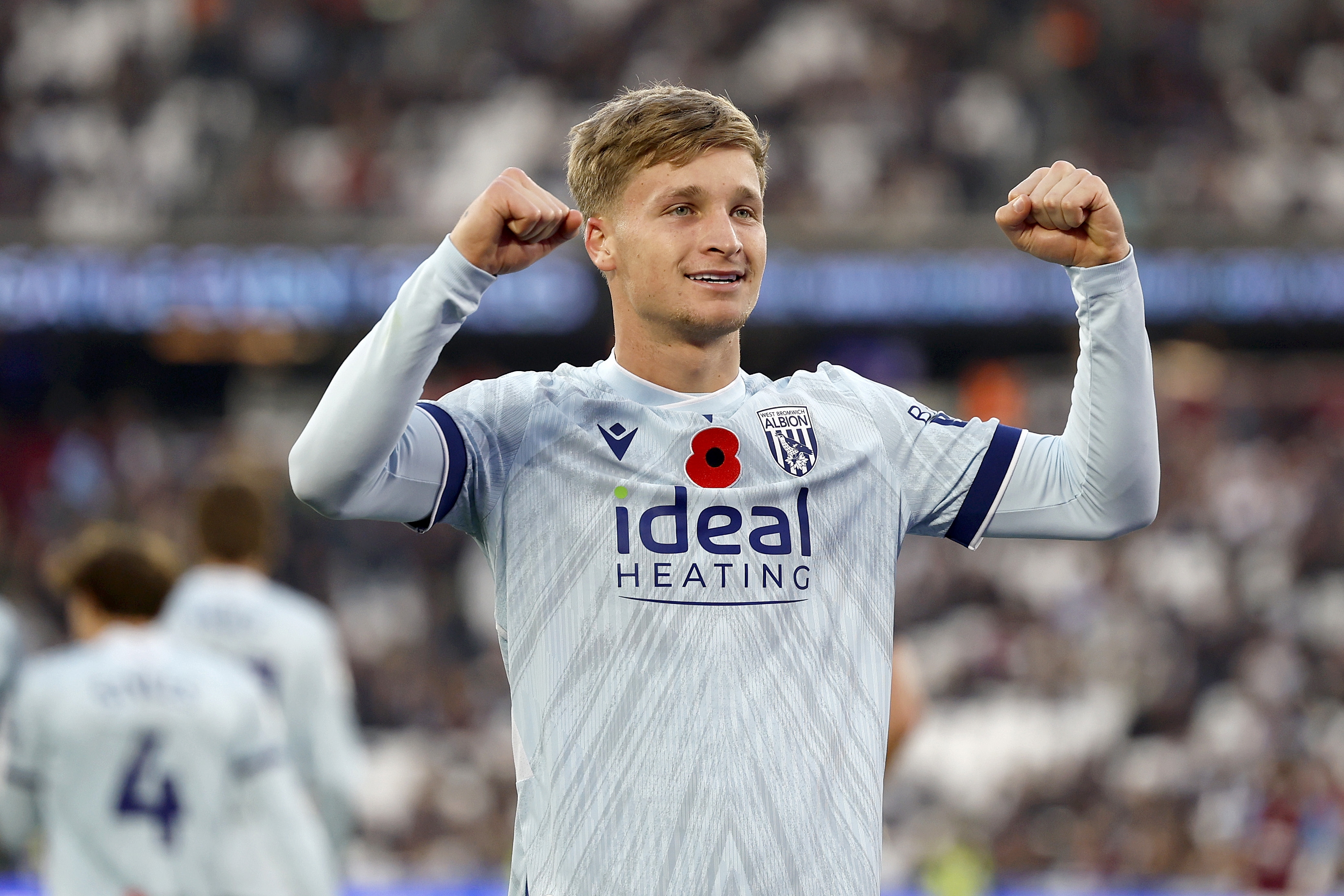 JJ Morgan celebrates his goal against West Ham