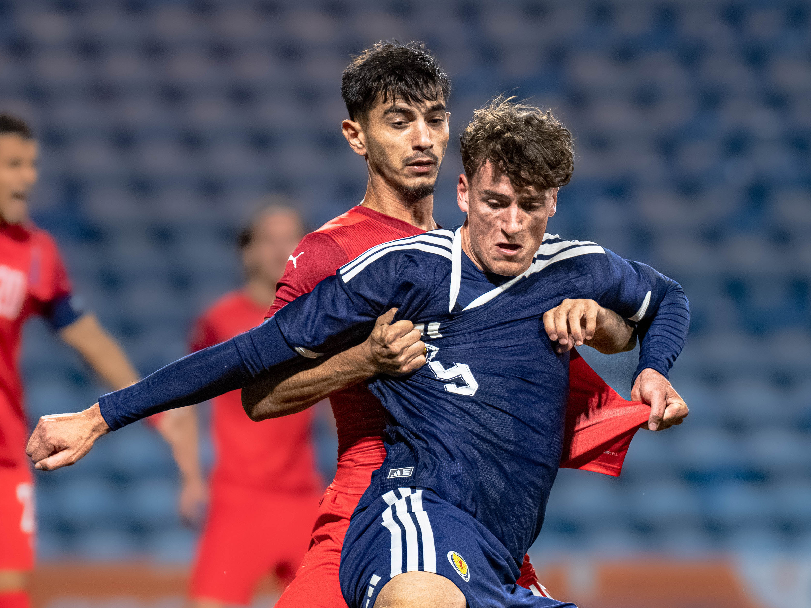 Barney Stewart in action for Scotland's Under-21 side against Azerbaijan 