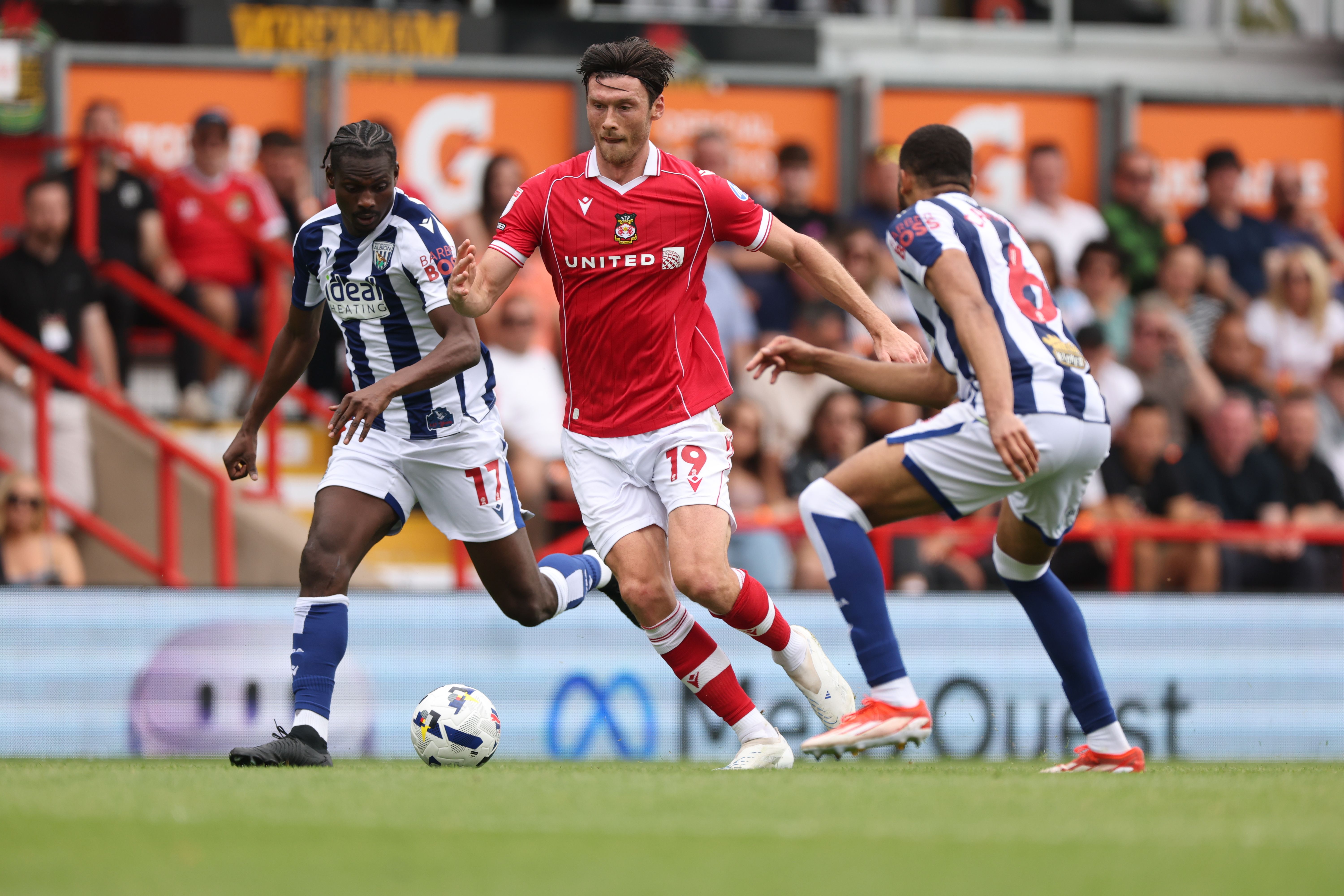 Kieffer Moore on the ball against WBA