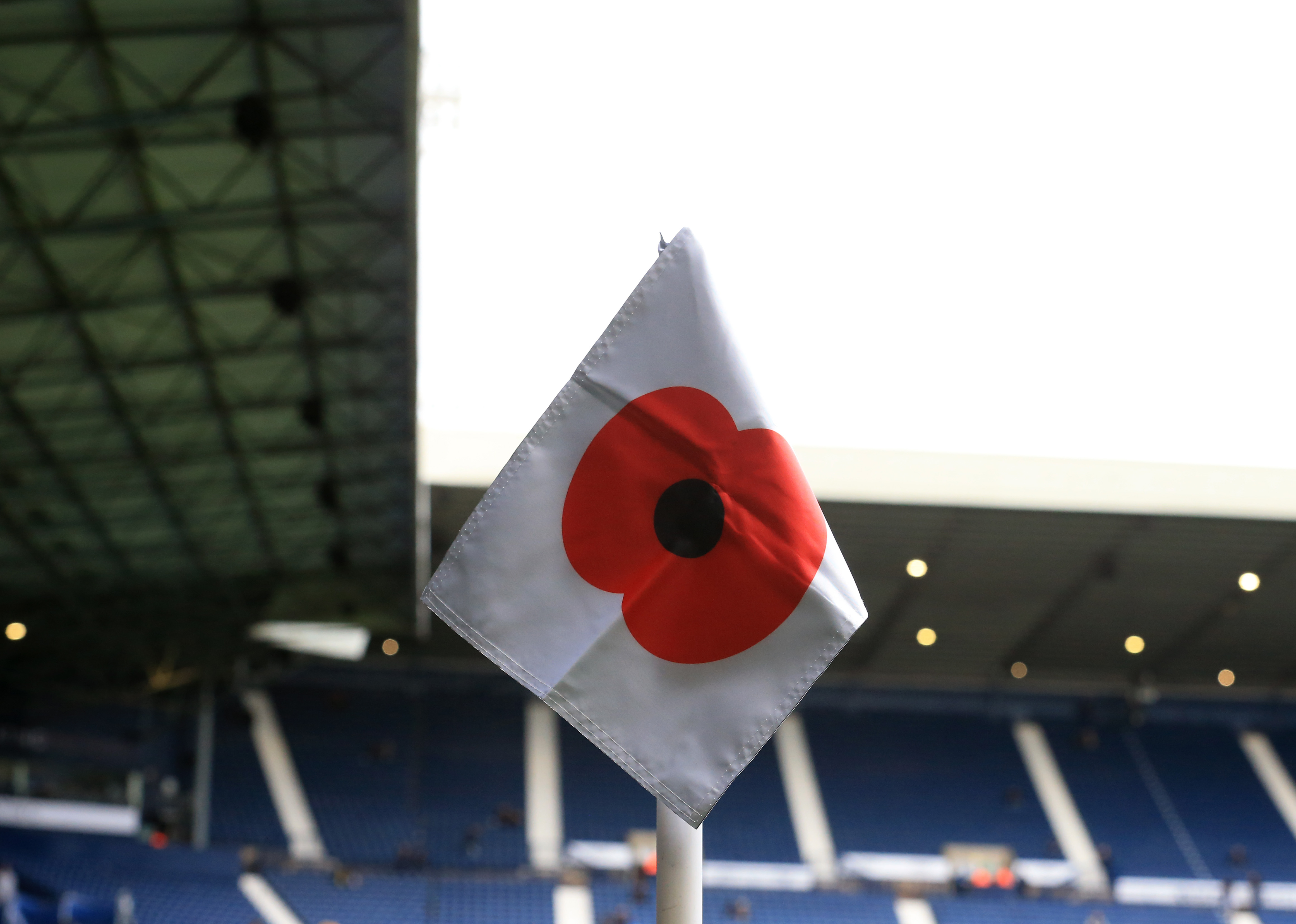 A poppy corner flag at The Hawthorns