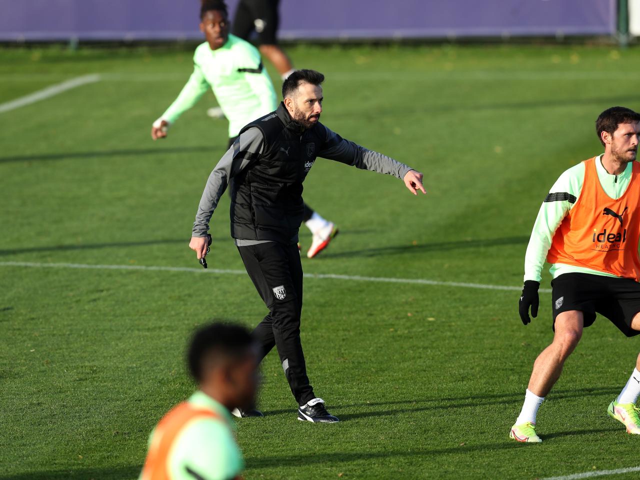 Carlos Corberán takes his first training session as Albion boss.