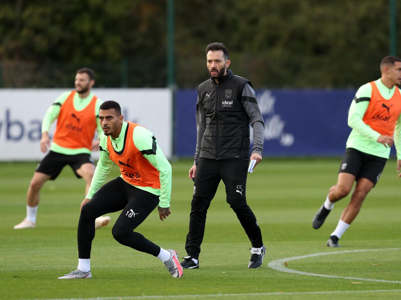 Carlos Corberán takes his first training session as Albion boss.