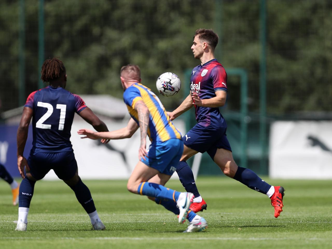 An image of Jayson Molumby against Shrewsbury