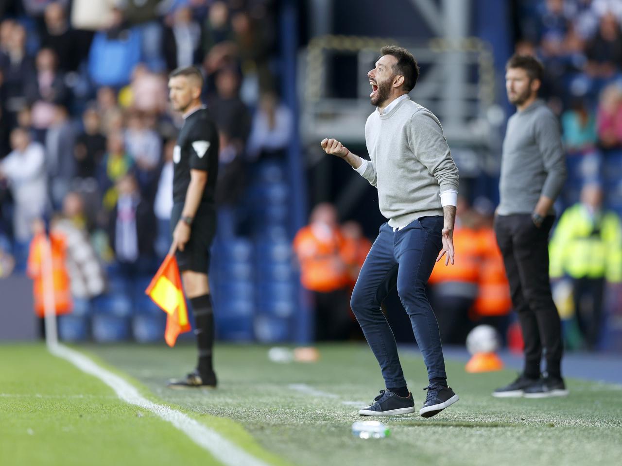 Carlos Corberán on the touchline against Middlesbrough