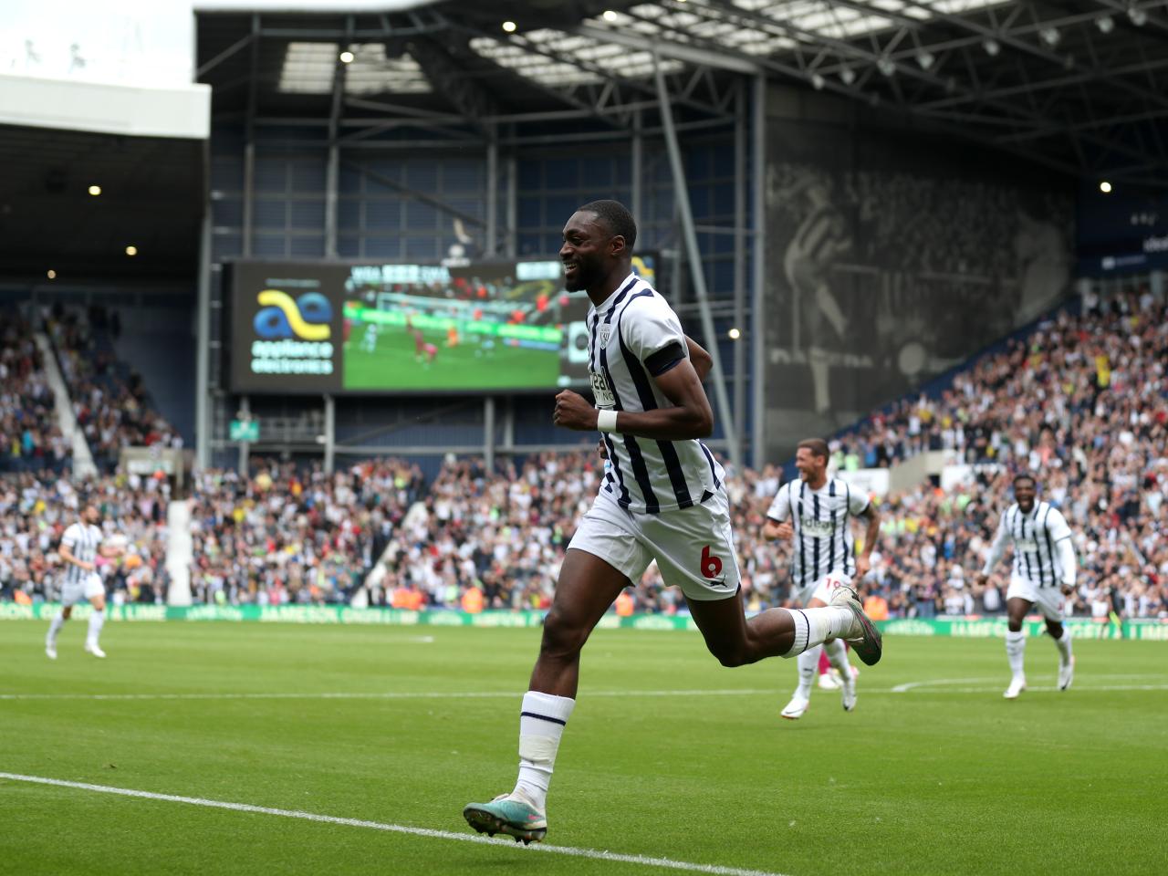 Semi Ajayi celebrates scoring against Swansea