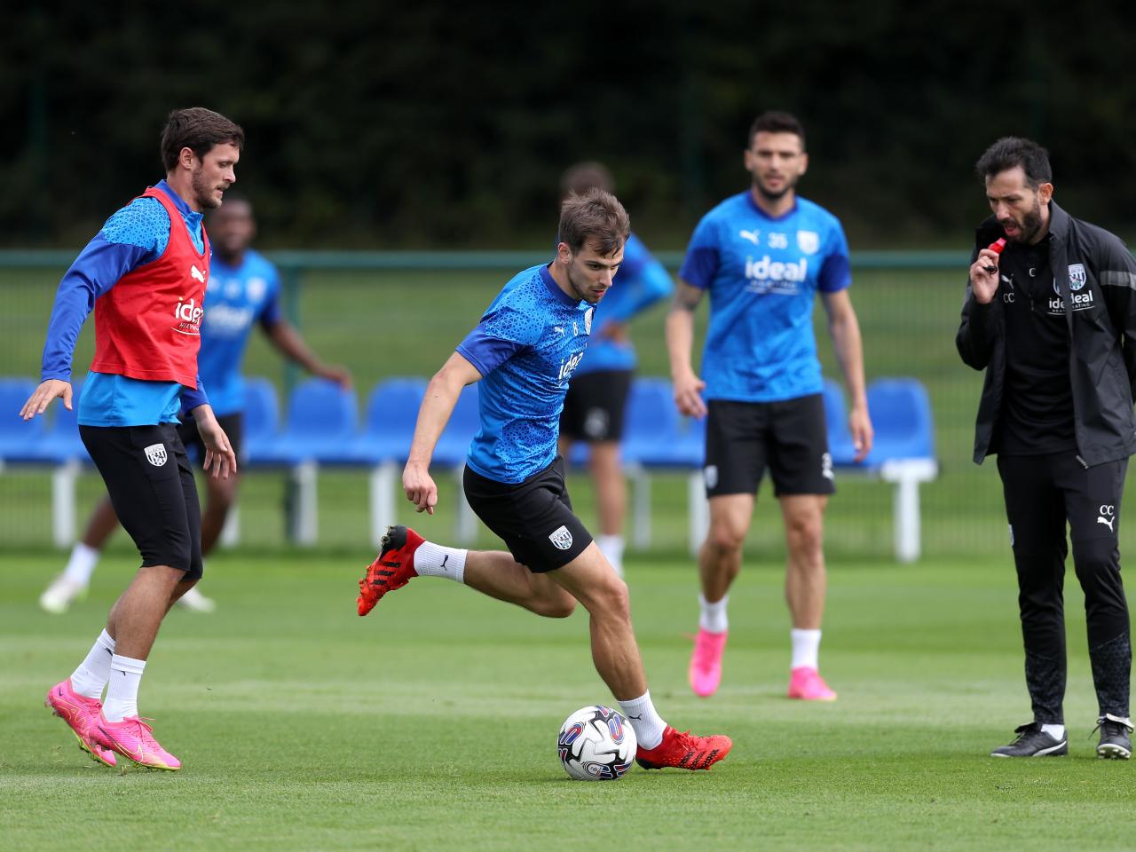 Jayson Molumby on the ball in training 