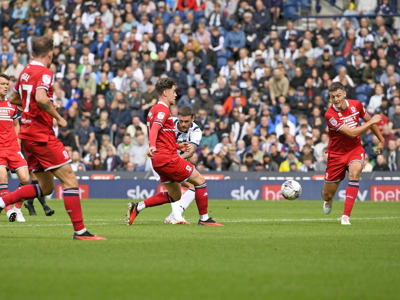 John Swift shoots at goal against Middlesbrough